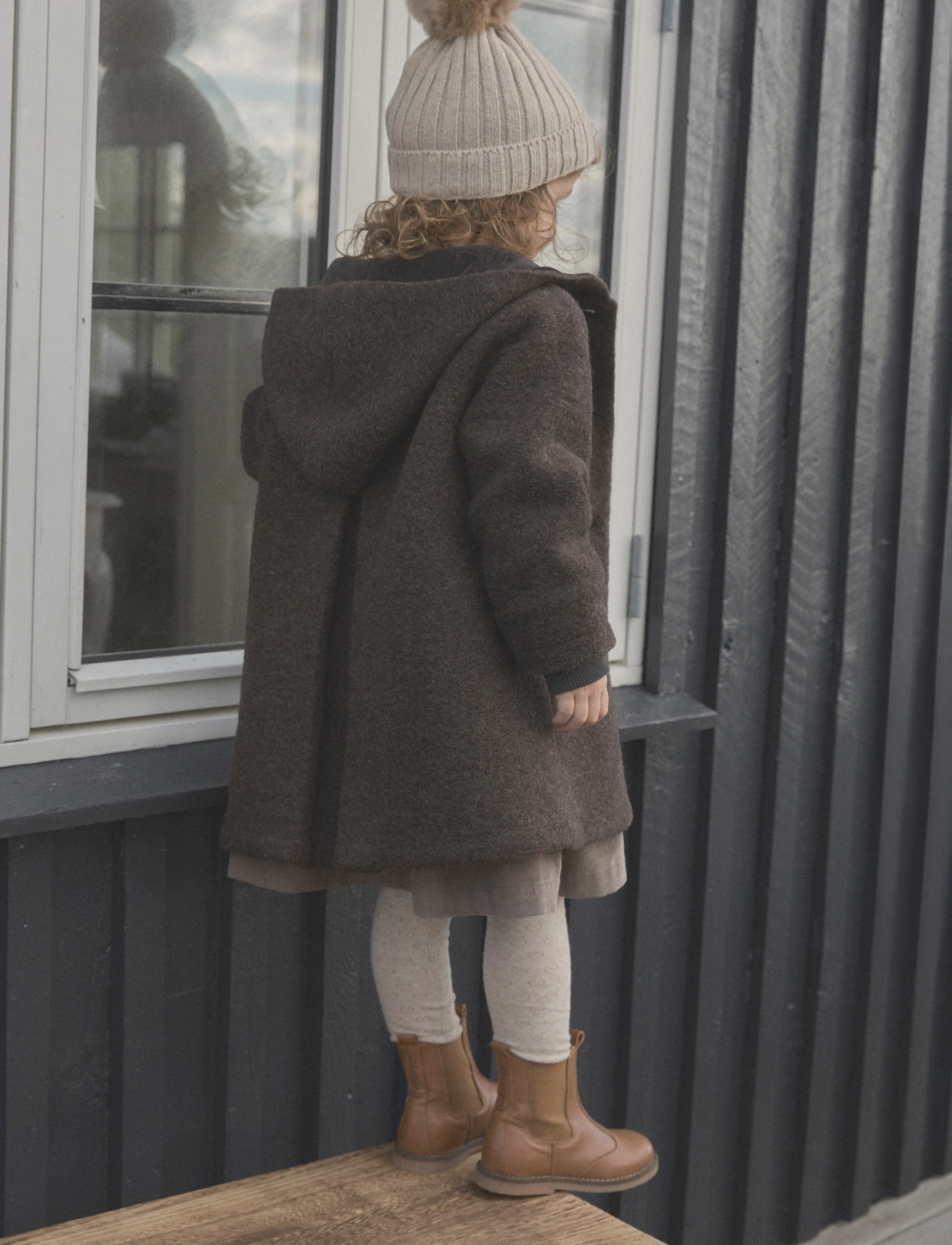 Huttelihut - Coat Hood Wool w. Lining - dark brown melange - 4