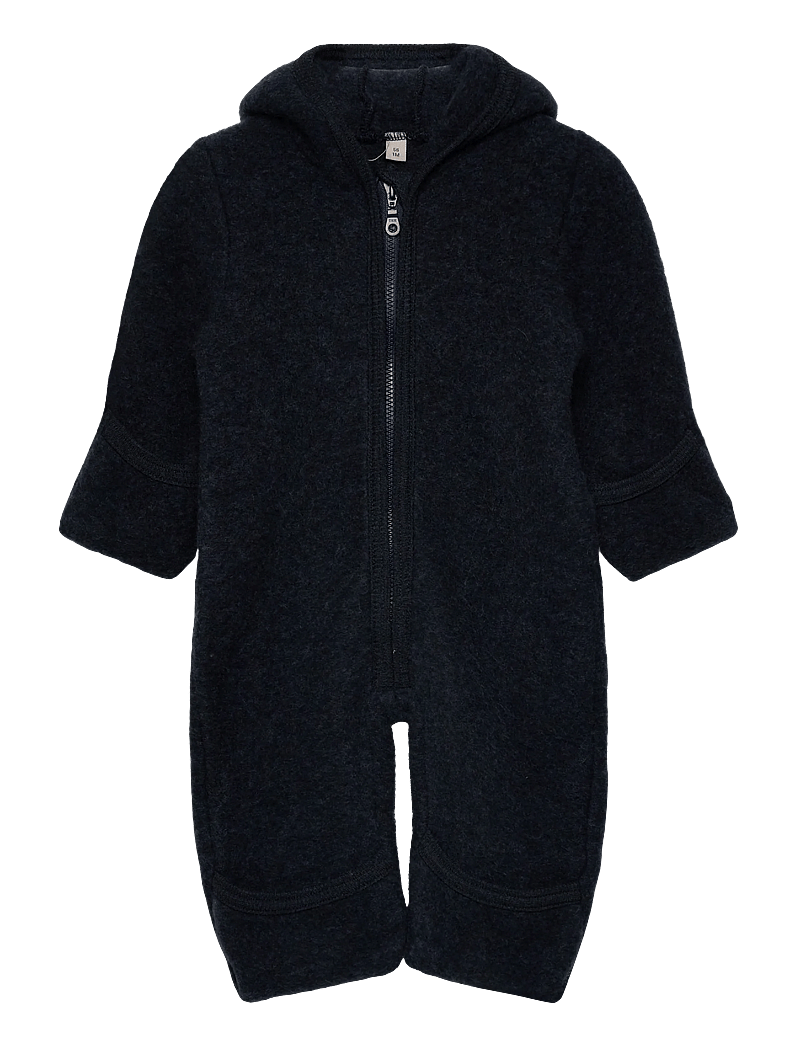 Huttelihut - Pram Suit Ears Wool Fleece - navy melange - 0