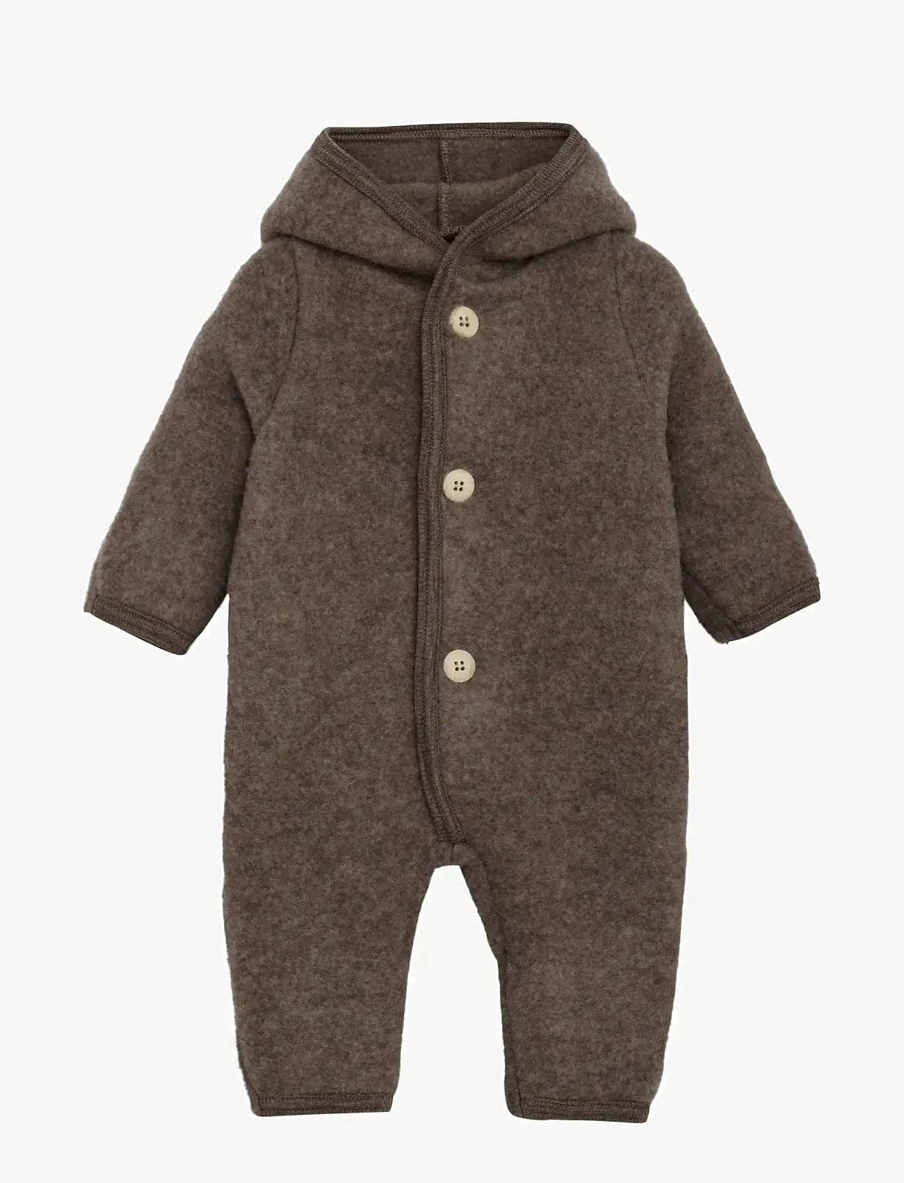Huttelihut - Pram Suit Pixie Wool Fleece - brown melange - 0