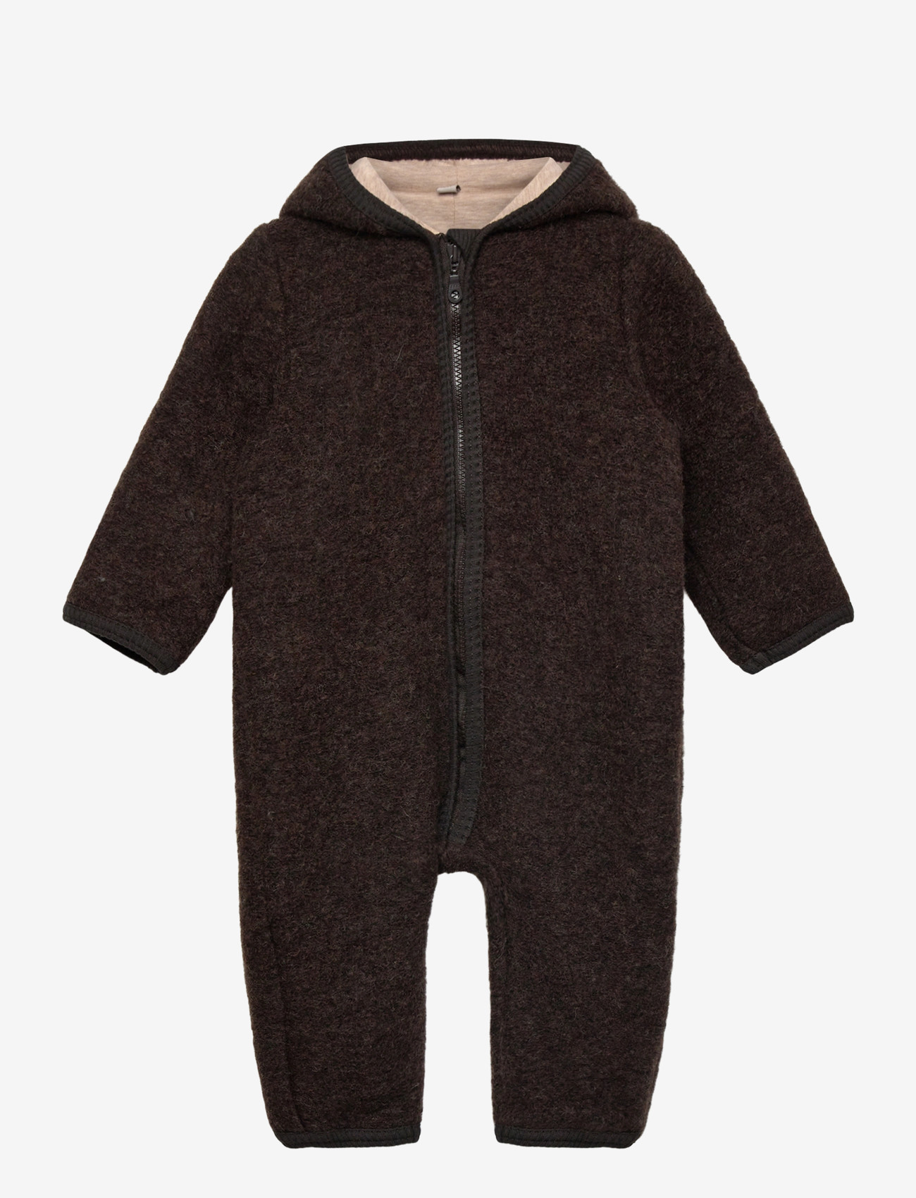 Huttelihut - Pram Suit Wool w. Lining - termodragter - dark brown melange - 0