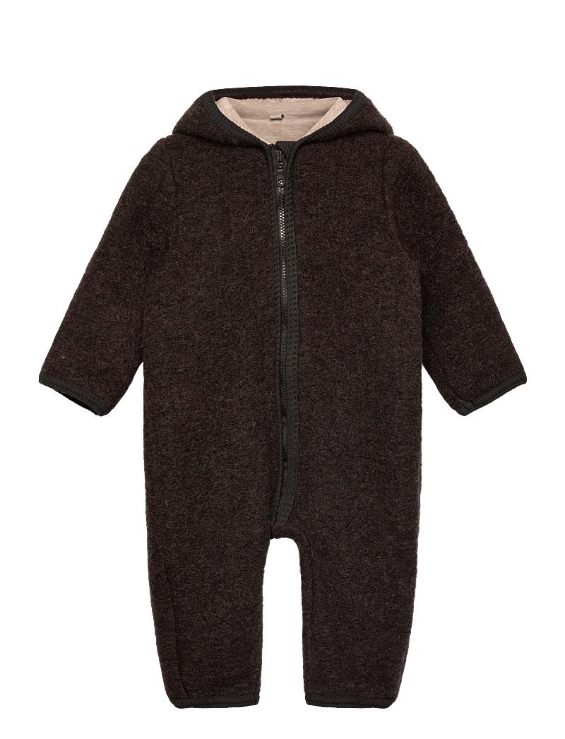 Huttelihut - Pram Suit Wool w. Lining - termodragter - dark brown melange - 0
