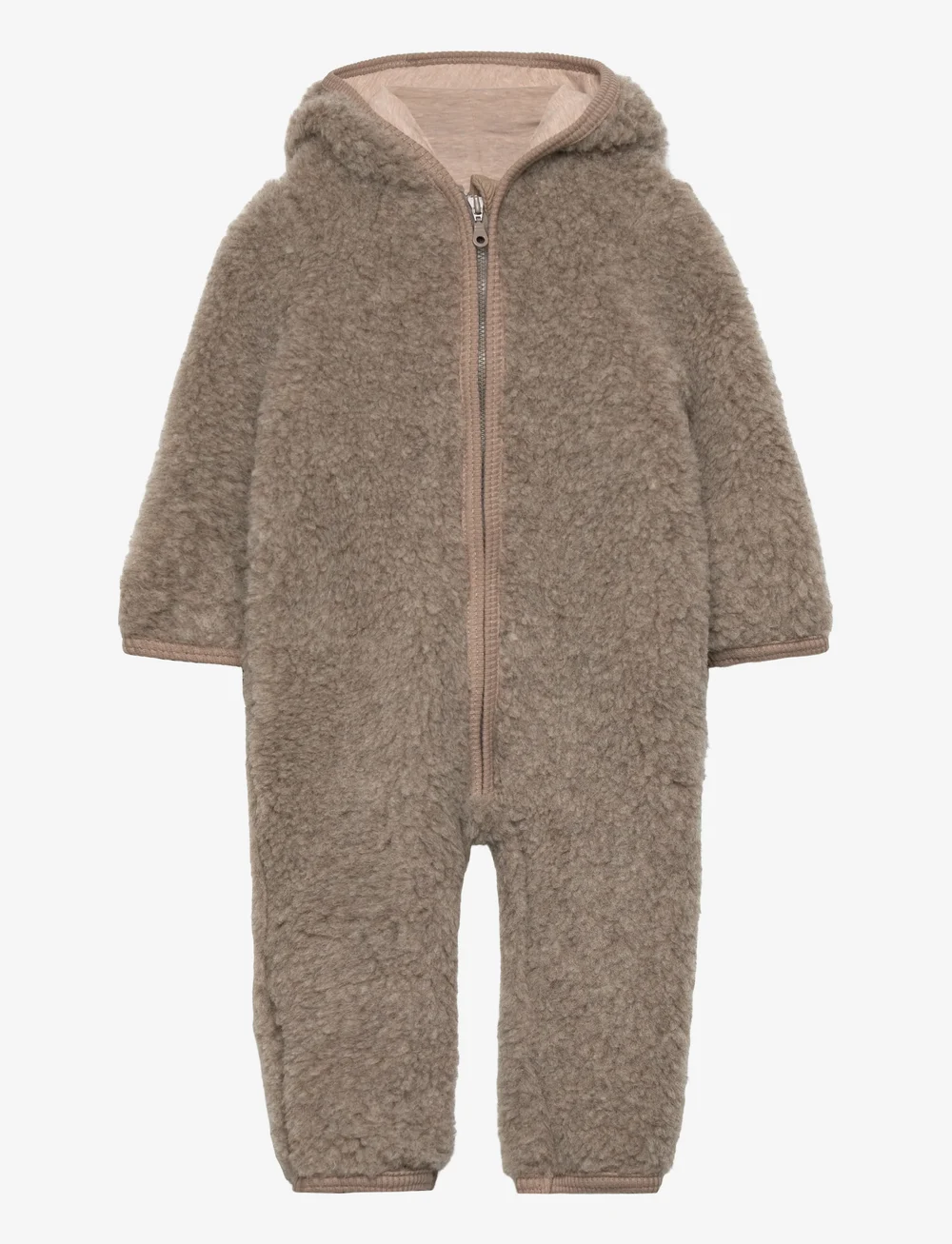 Huttelihut - Pram Suit Wool Teddy w. Lin. - fleece sæt - camel melange - 0