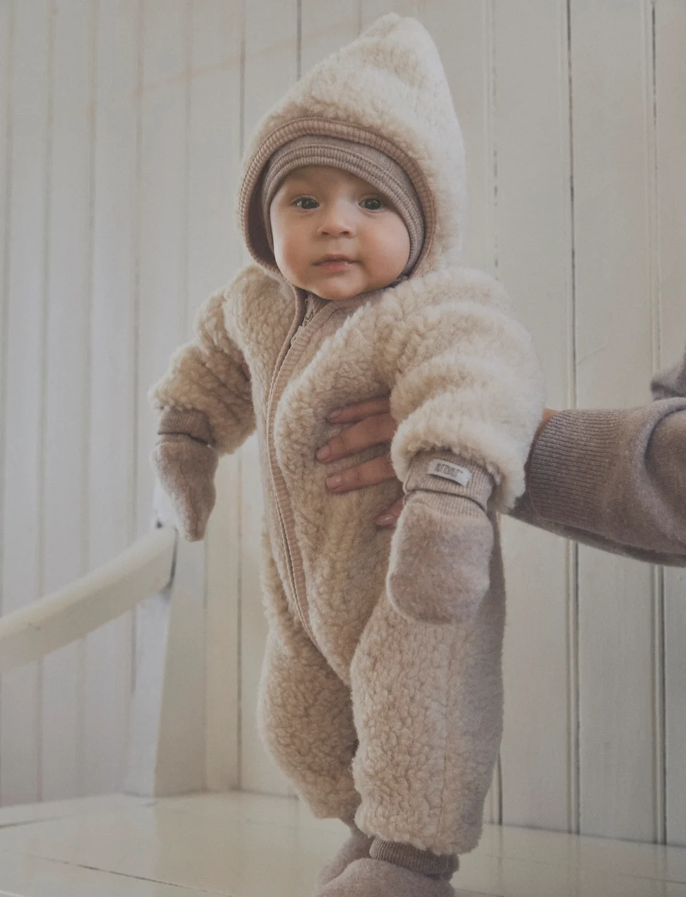 Huttelihut - Pram Suit Wool Teddy w. Lin. - fleece sets - cement - 0