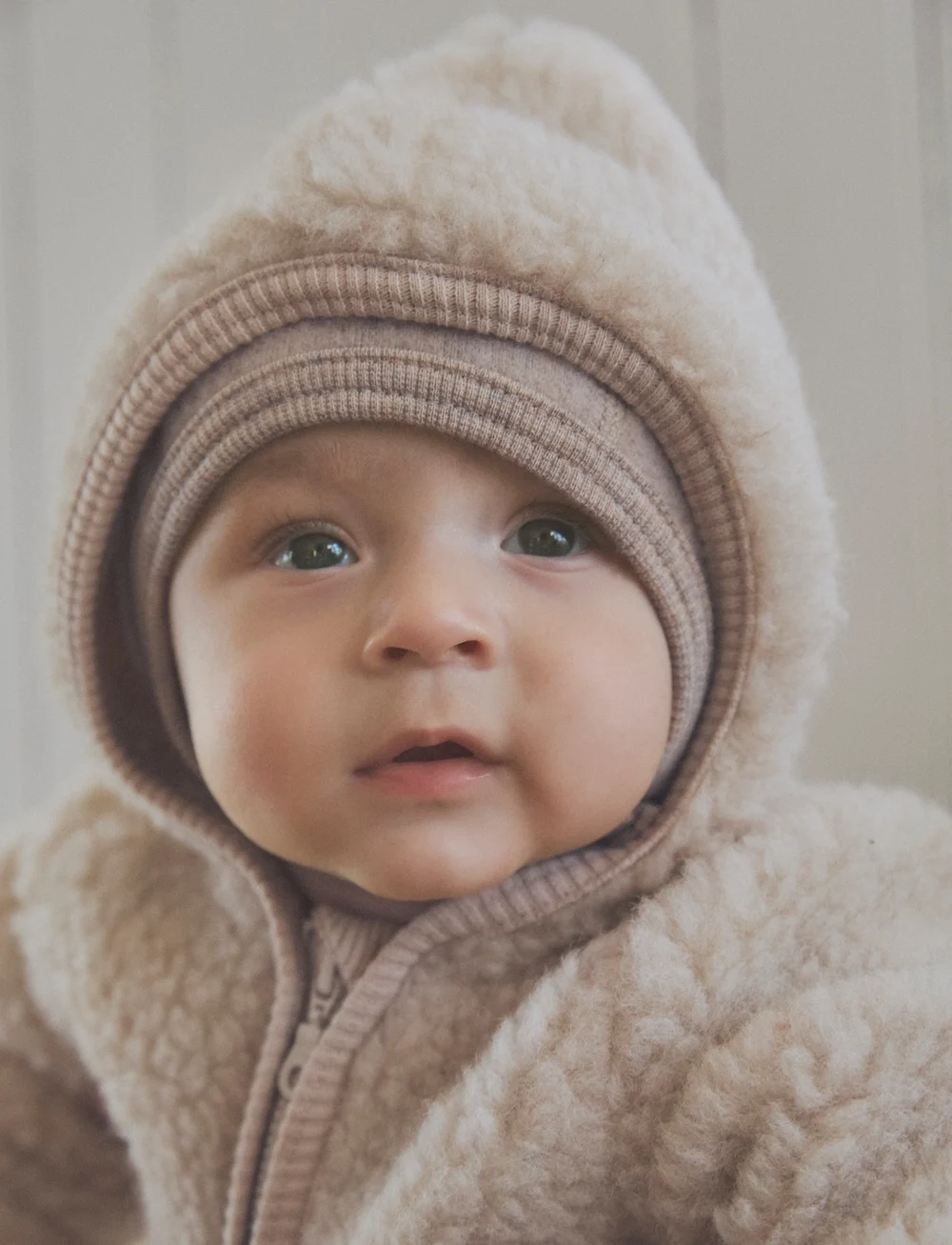 Huttelihut - Pram Suit Wool Teddy w. Lin. - fleece sets - cement - 3