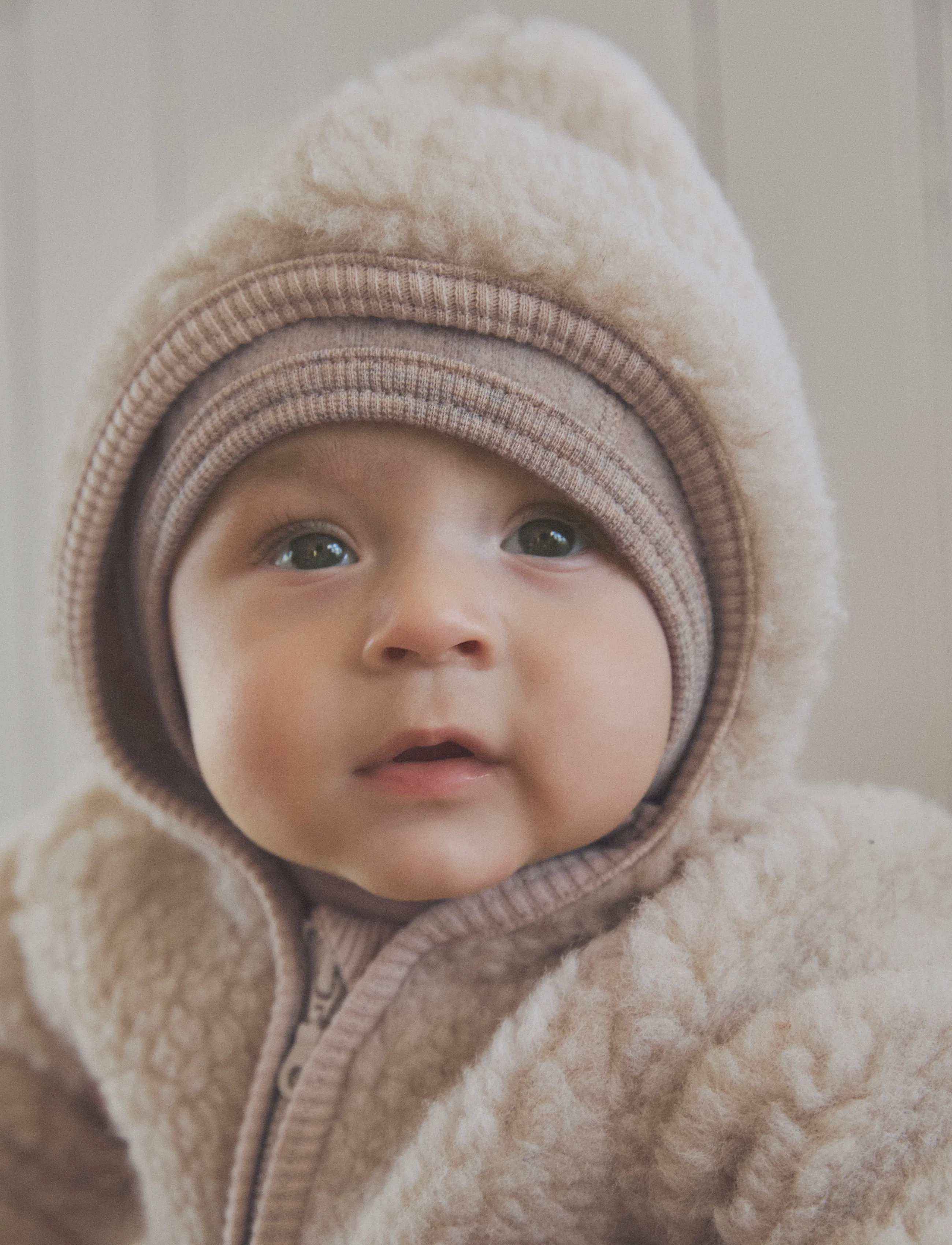 Huttelihut - Pram Suit Wool Teddy w. Lin. - cement - 3