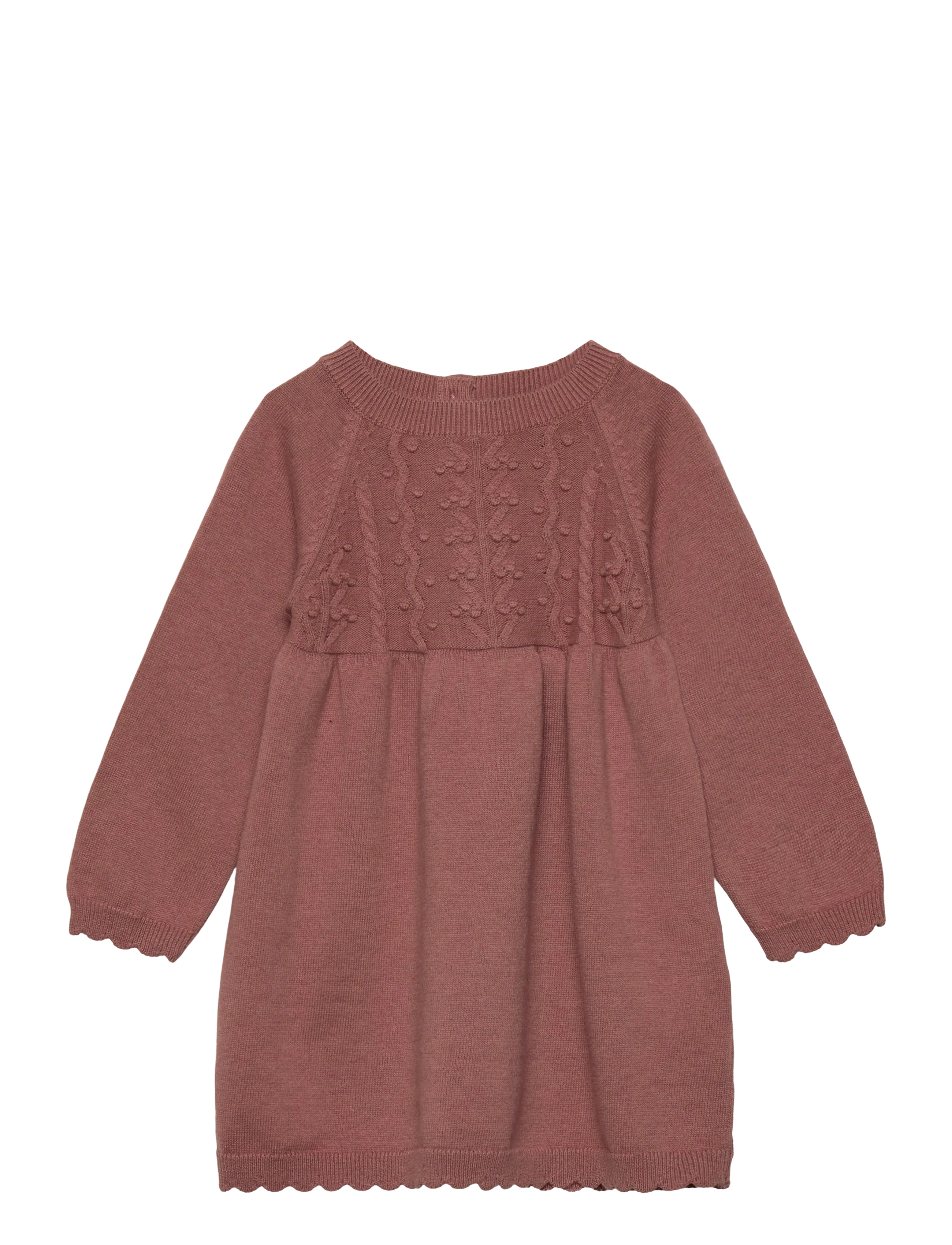 Huttelihut Dress LS Knit w. Wool - Tøj - BURLWOOD / pink/rose