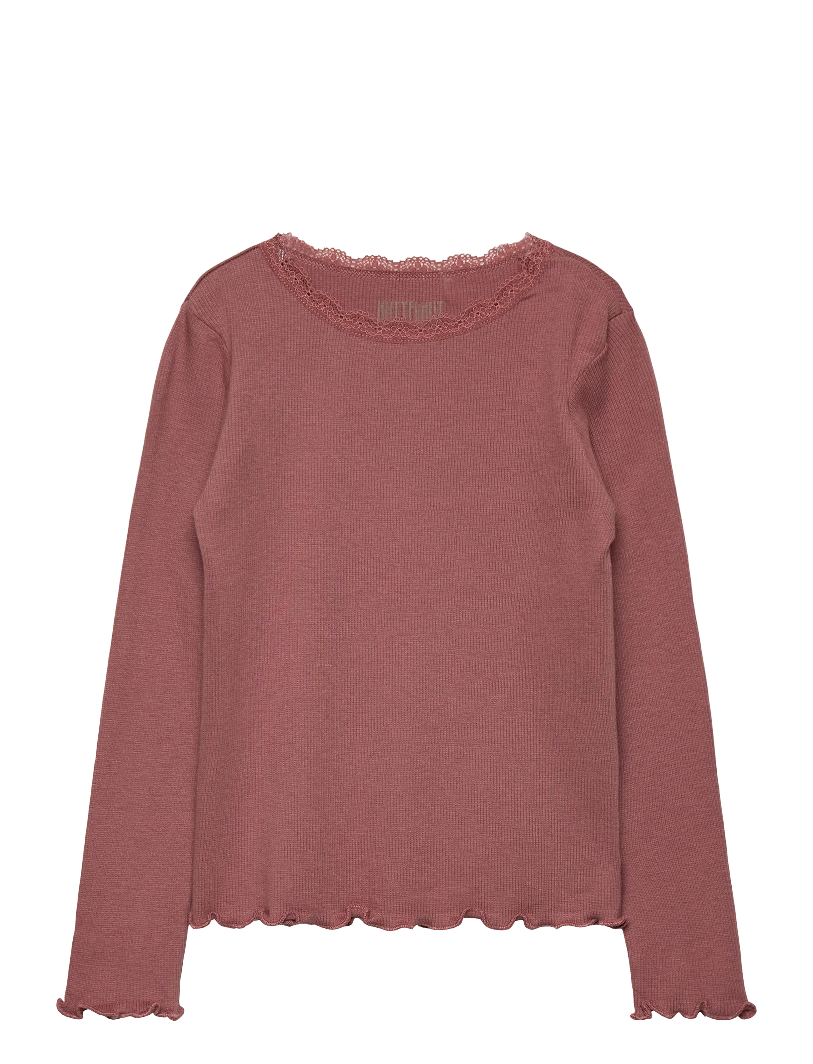 Huttelihut T-Shirt LS Rib - Huttelihut - BURLWOOD / pink/rose