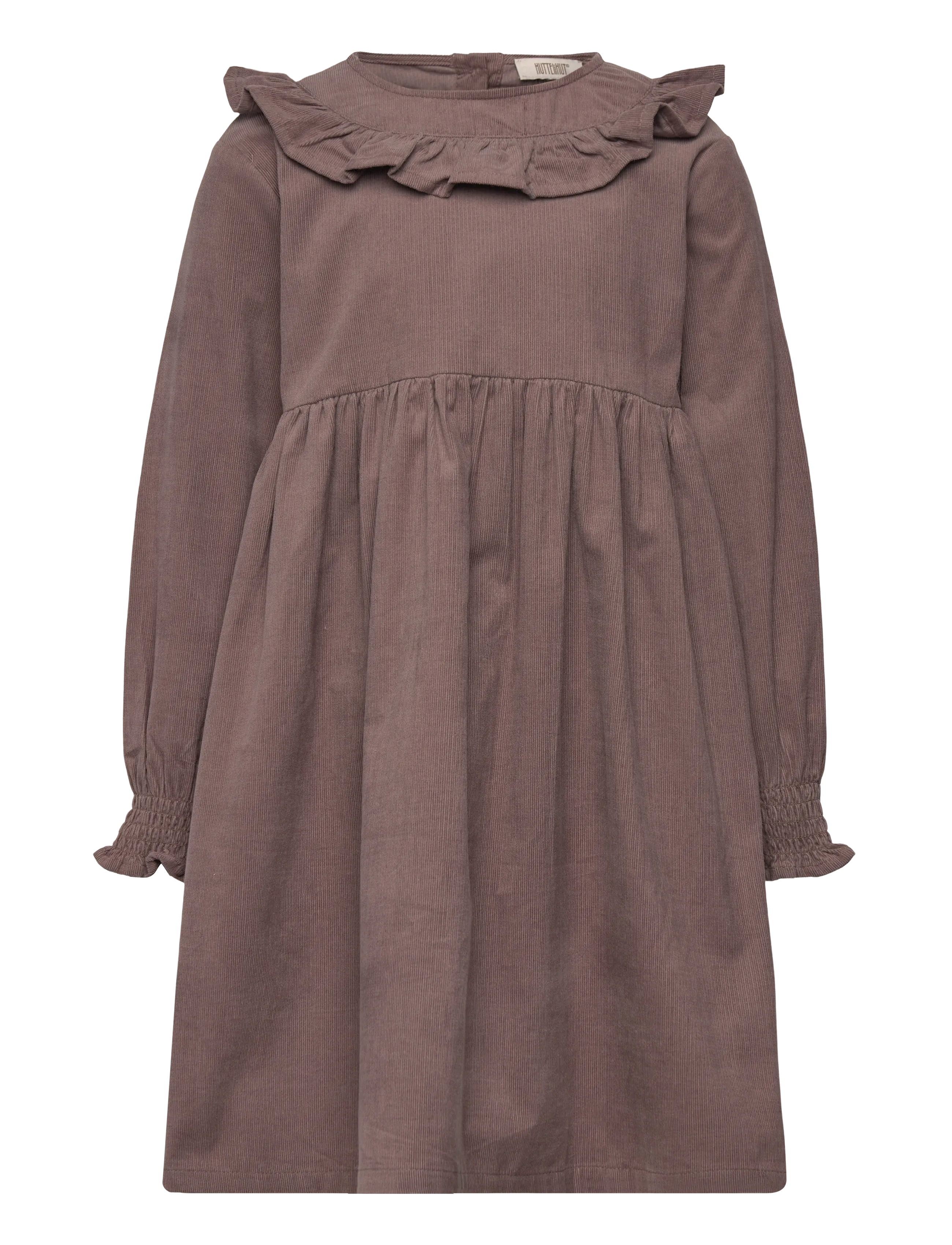 Huttelihut Dress Ls Corduroy, 116, Casual Dresses, Braun - Long-sleeved Kinder