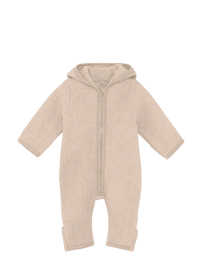 Huttelihut - Pram Suit Ears Cot. Fleece - fleecedragter - camel melange - 0