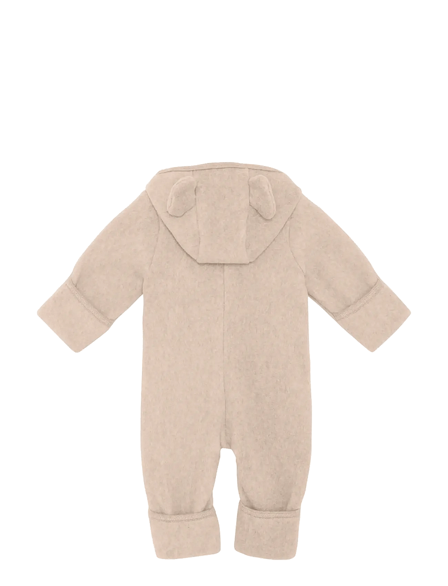 Huttelihut - Pram Suit Ears Cot. Fleece - fliiskombinesoonid - camel melange - 1