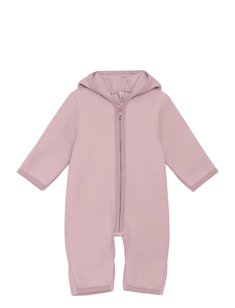 Huttelihut - Pram Suit Ears Cot. Fleece - fleecedragter - deauville mauve - 0