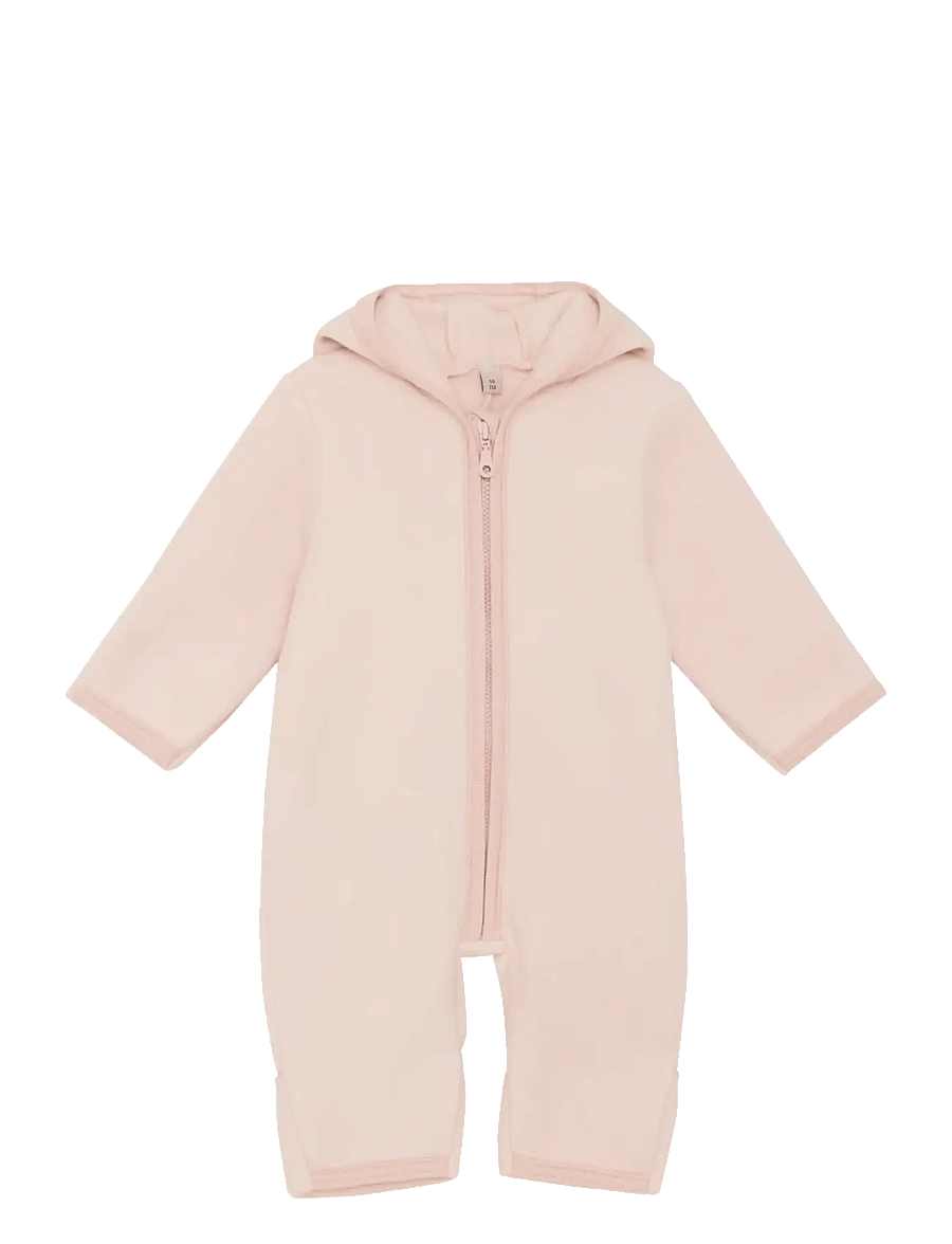 Huttelihut - Pram Suit Ears Cot. Fleece - fliiskombinesoonid - peach blush - 0