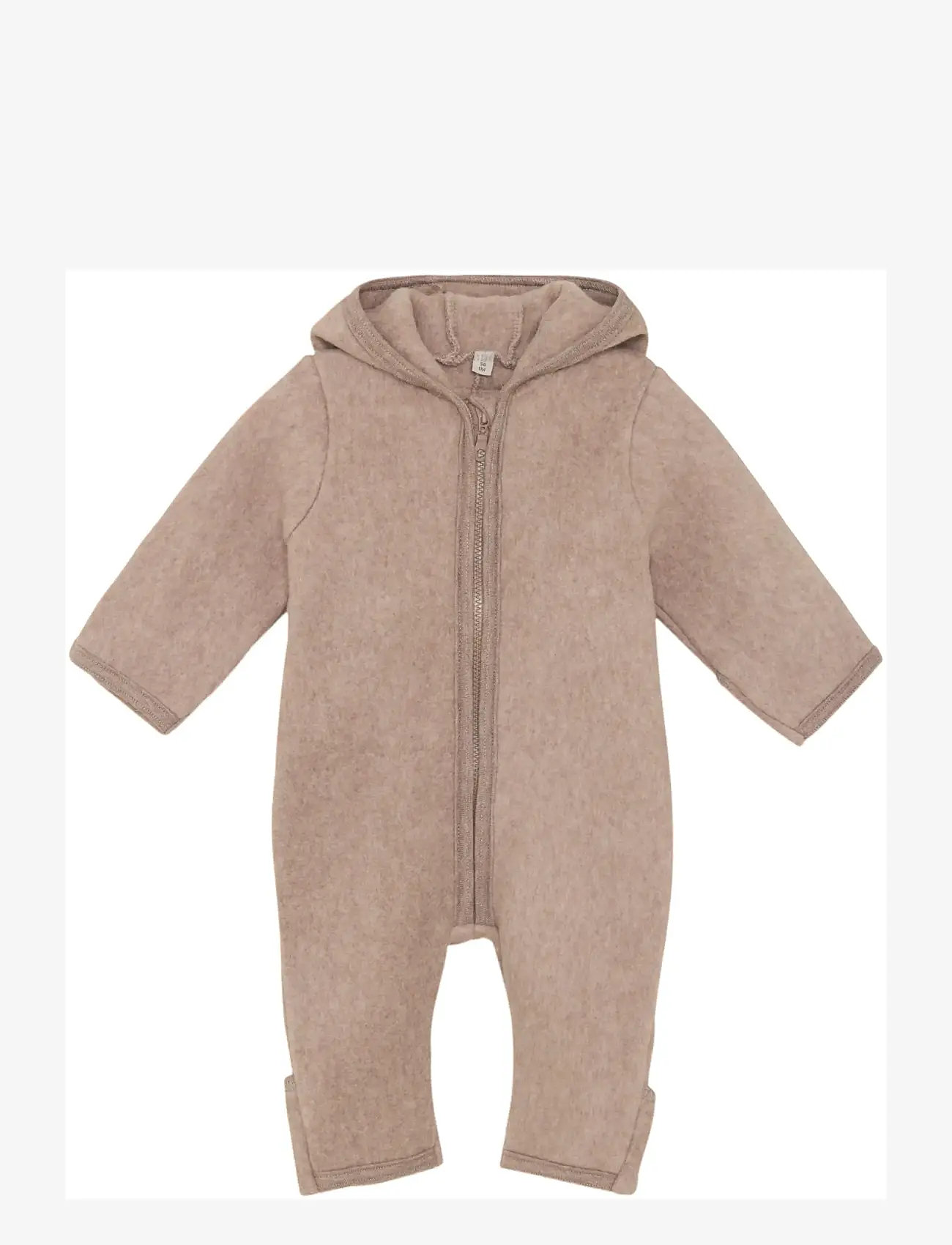 Huttelihut - Pram Suit Ears Cot. Fleece - fleece coveralls - savannah melange - 1