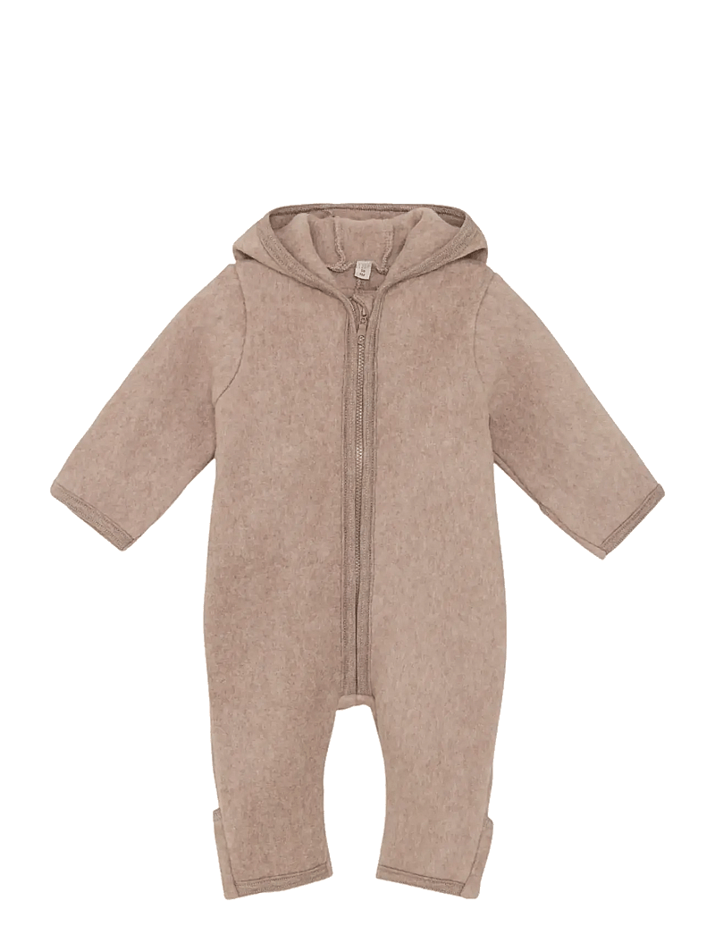 Huttelihut - Pram Suit Ears Cot. Fleece - fleece coveralls - savannah melange - 1