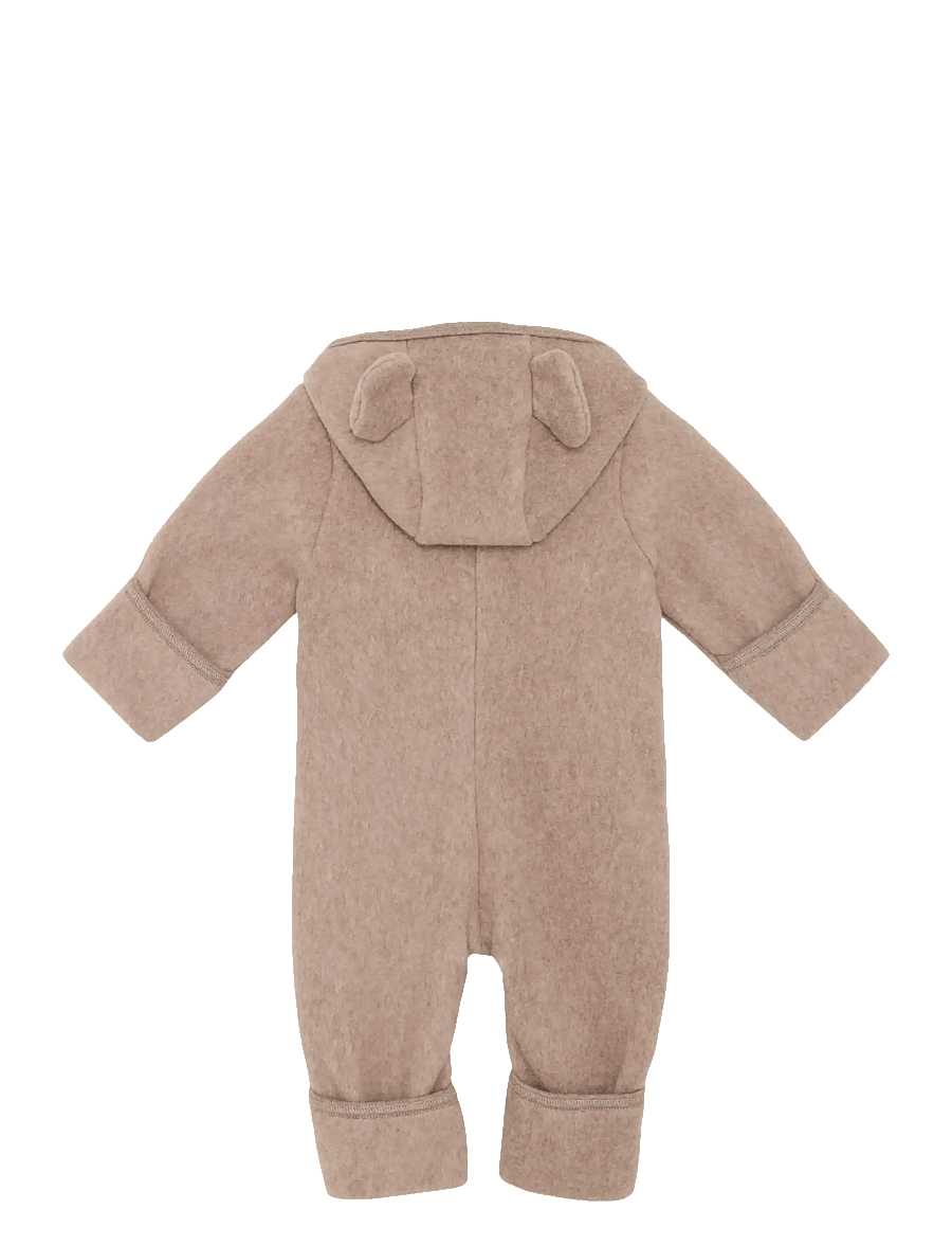 Huttelihut - Pram Suit Ears Cot. Fleece - fleece overalls - savannah melange - 2