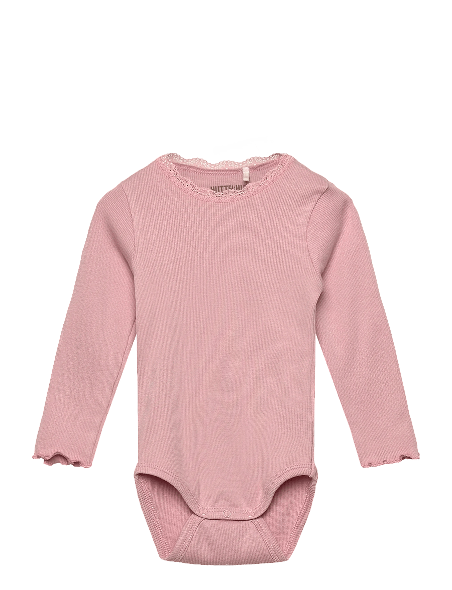 Huttelihut - Body LS Rib - långärmade bodysuits - pale mauve - 0