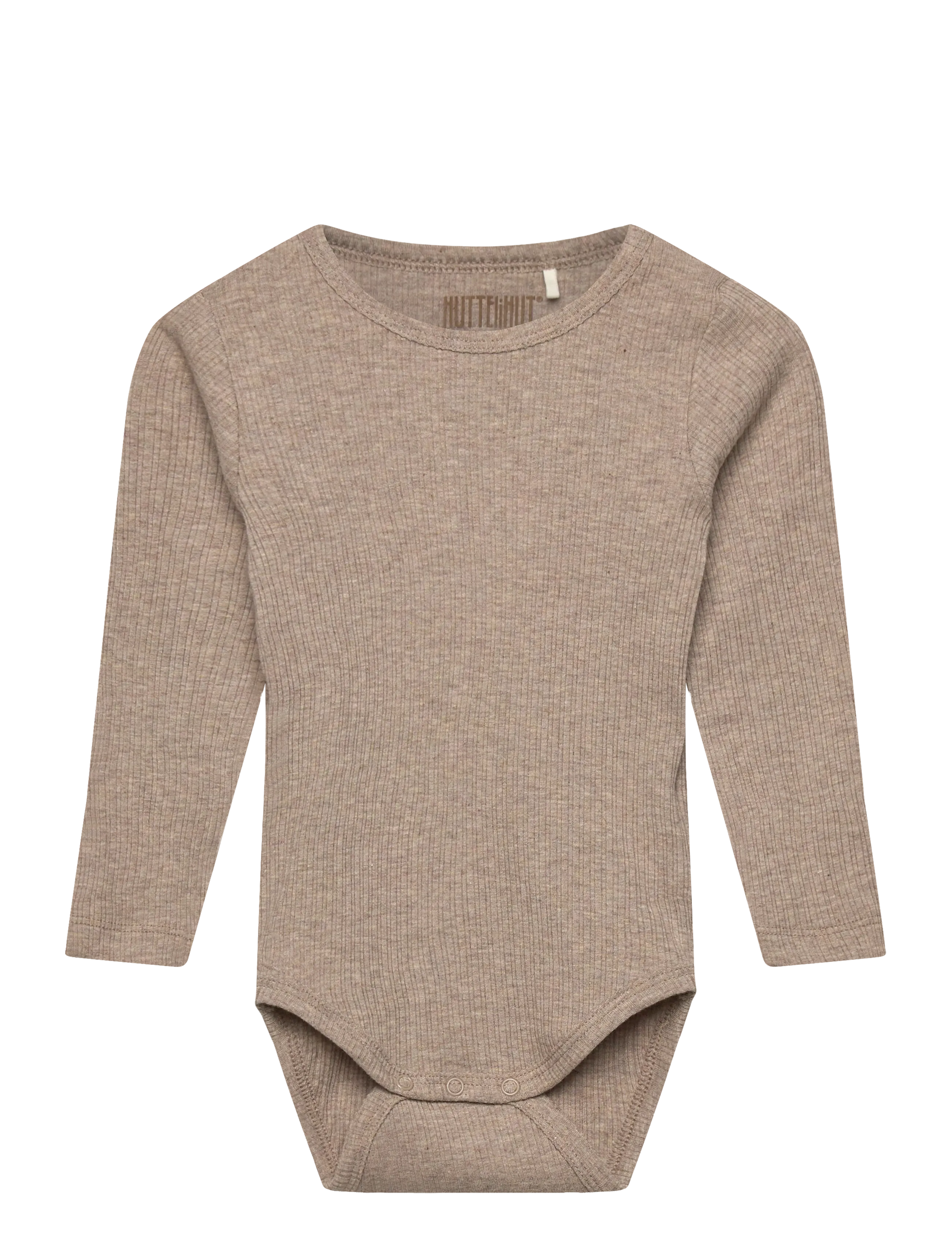 Huttelihut Body Ls Rib, Børn, Ribbet Langærmet Body, Beige, Str: 56