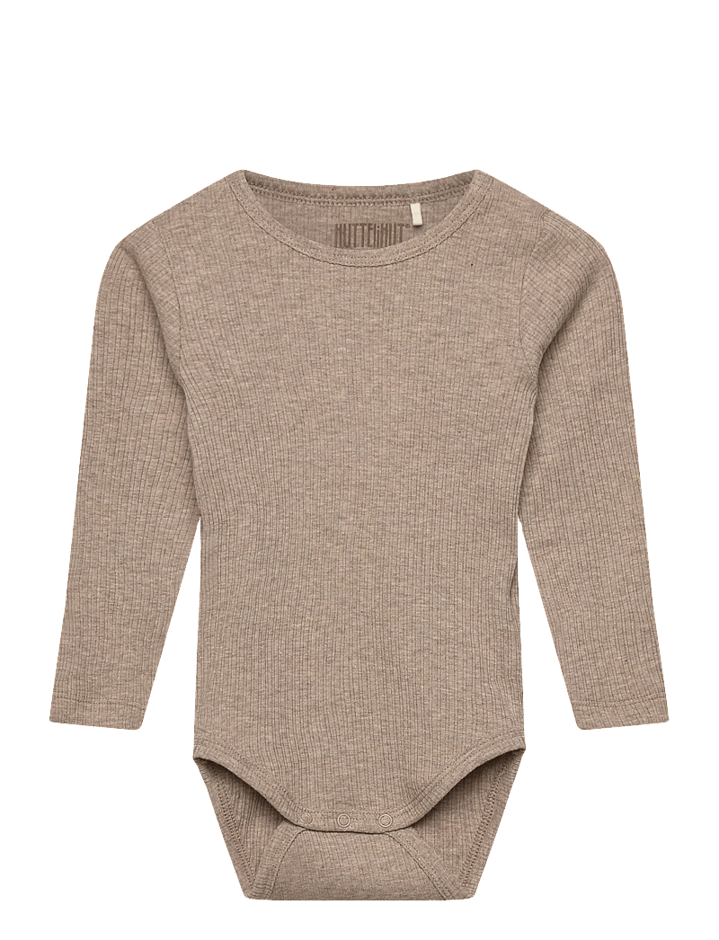 Huttelihut - Body LS Rib - langærmede heldragter - white pepper melange - 0