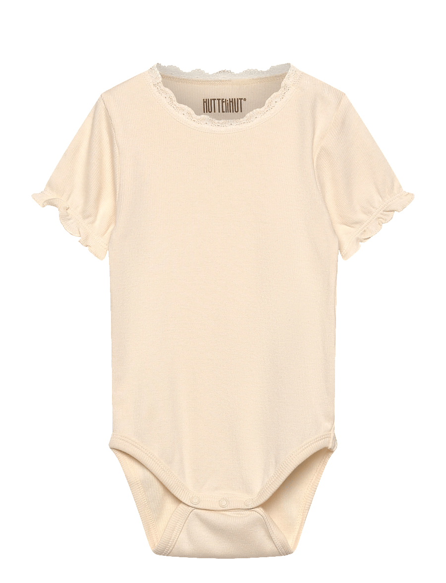 Huttelihut - Body SS Rib - kortärmade bodies - antique white - 0