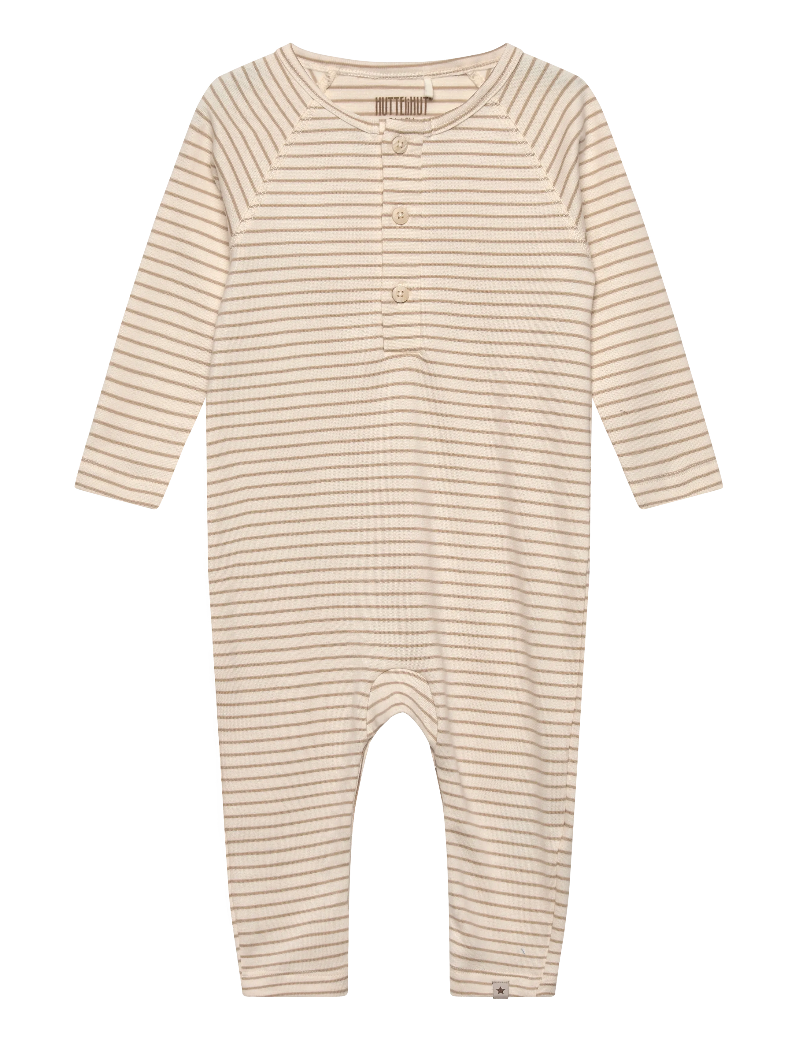 Huttelihut Romper Ls Yd Stripe, Børn, Stribet Langærmet Sparkedragt, Beige, Str: 62