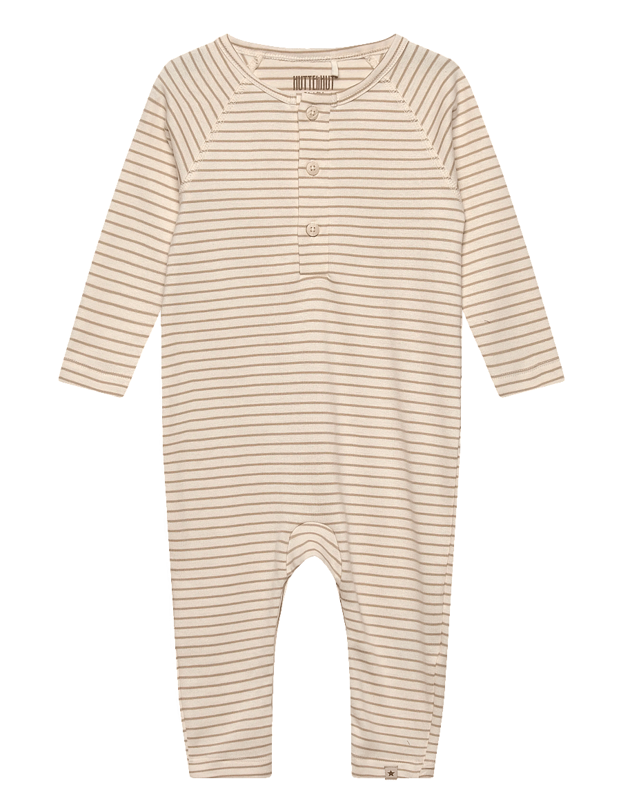 Huttelihut - Romper LS YD stripe - short-sleeved - white pepper - 0