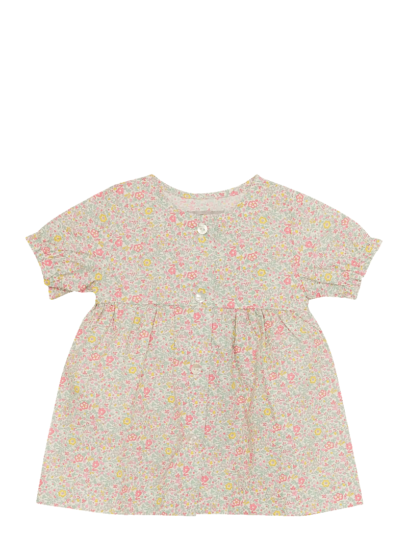 Huttelihut - Dress SS in Liberty Fabric - kortærmede babykjoler - double cream - 0
