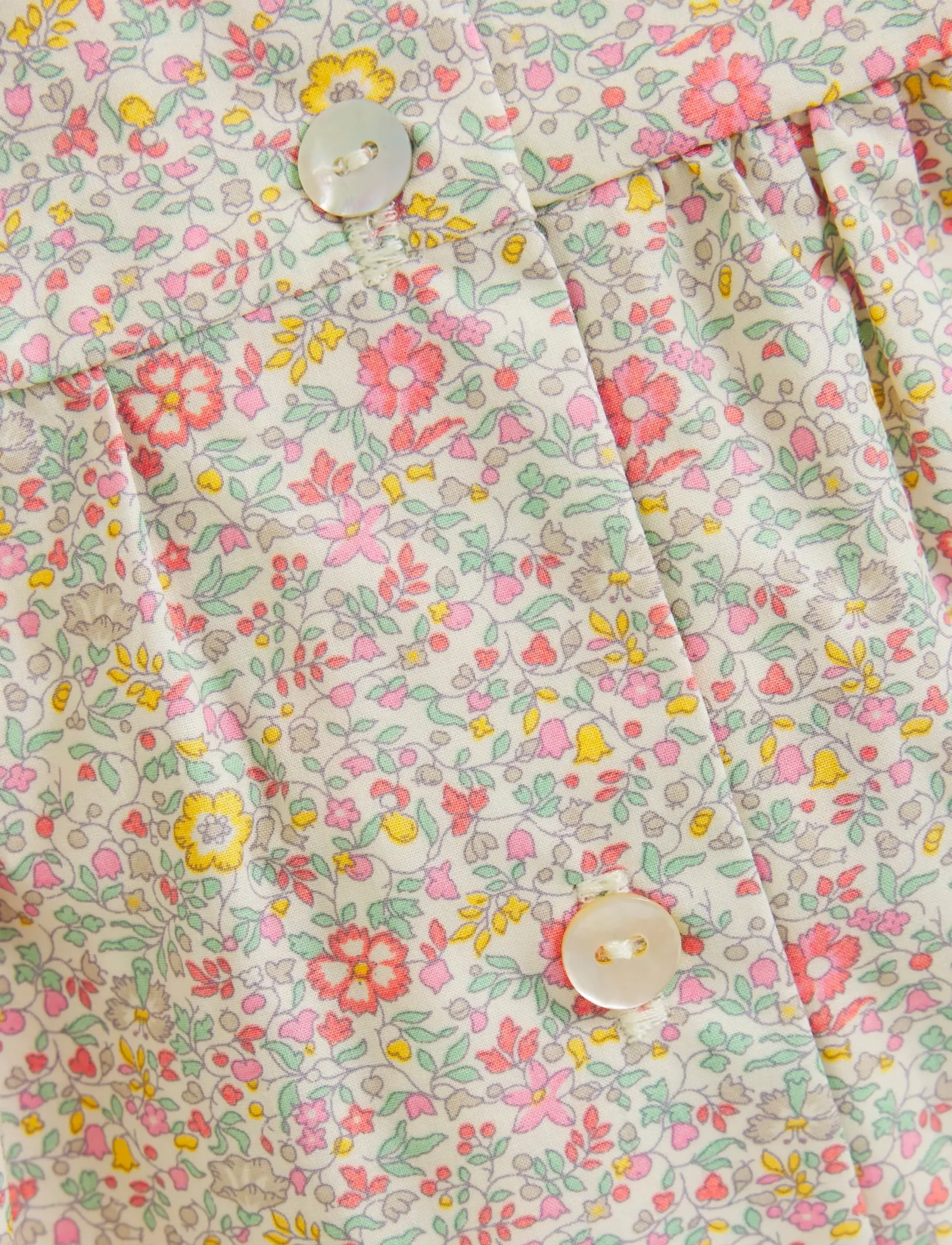 Huttelihut - Dress SS in Liberty Fabric - short-sleeved baby dresses - double cream - 2