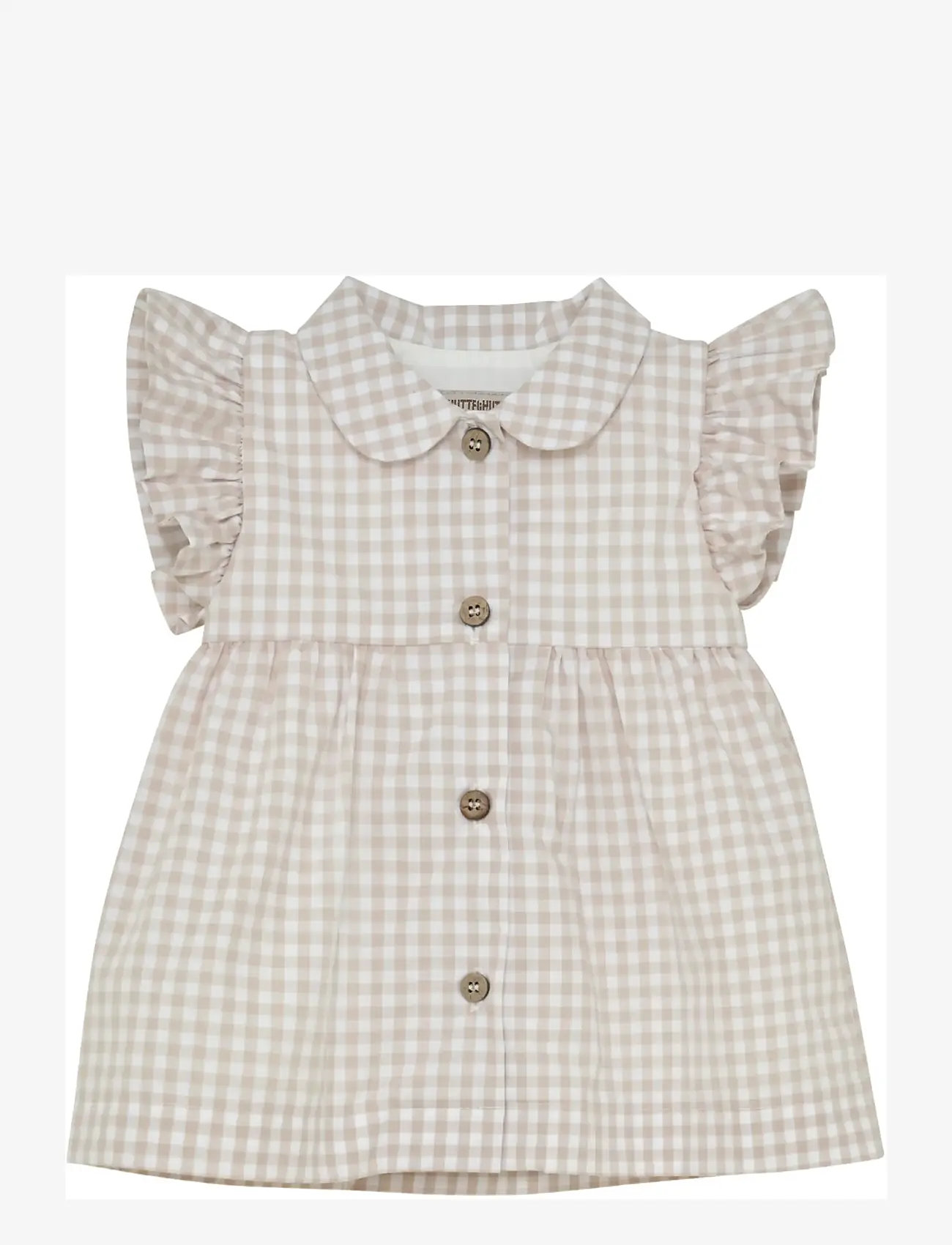 Huttelihut - Dress SS Woven Check - Ærmeløse babykjoler - white pepper - 1
