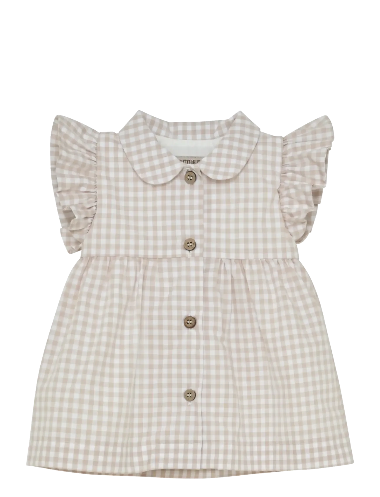 Huttelihut Dress SS Woven Check - Baby 44-92 - WHITE PEPPER / beige