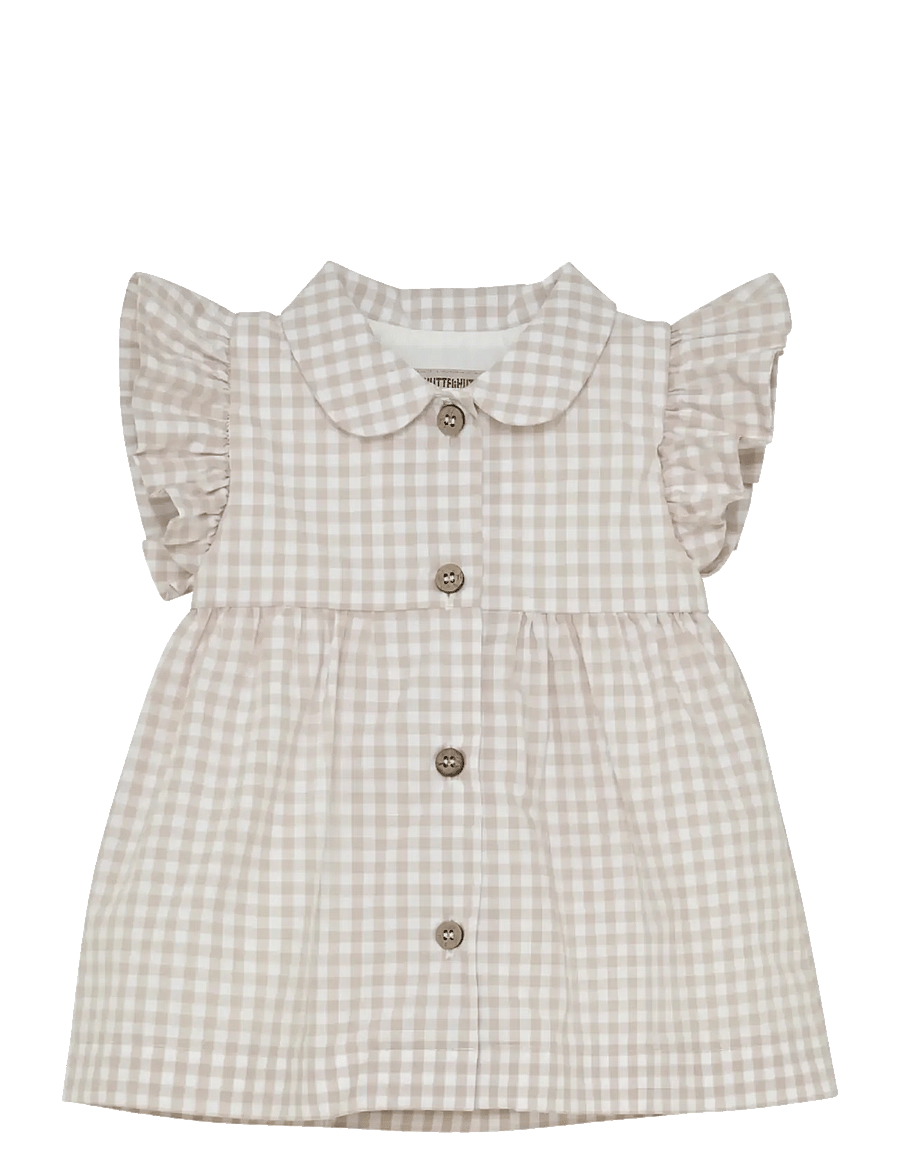 Huttelihut - Dress SS Woven Check - varrukateta beebikleidid - white pepper - 1