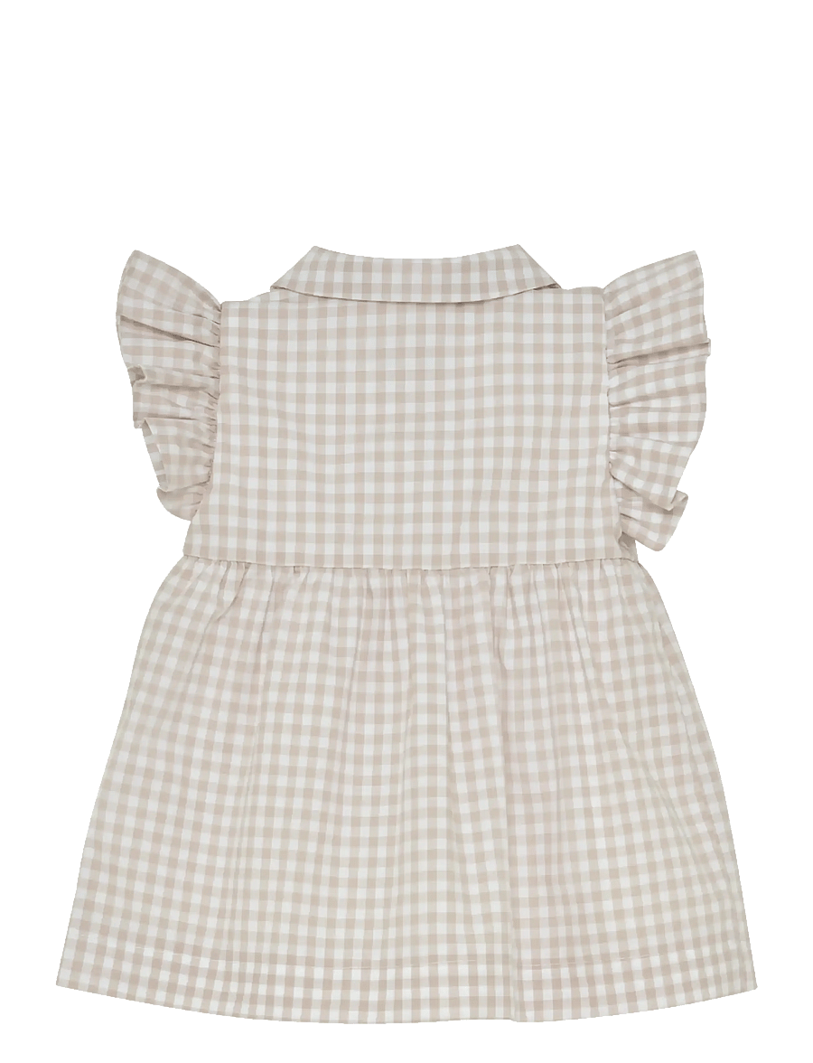 Huttelihut - Dress SS Woven Check - varrukateta beebikleidid - white pepper - 2
