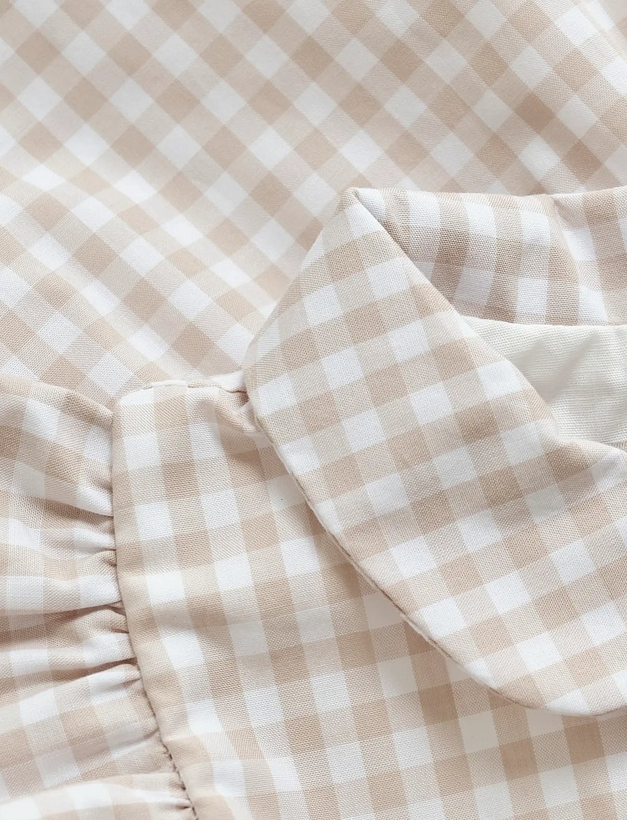 Huttelihut - Dress SS Woven Check - varrukateta beebikleidid - white pepper - 3