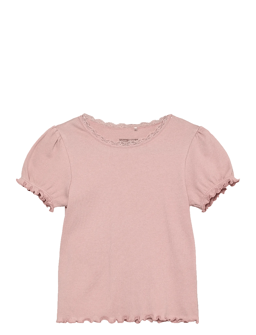 Huttelihut - T-shirt SS Rib - kortärmade t-shirts - pale mauve - 0