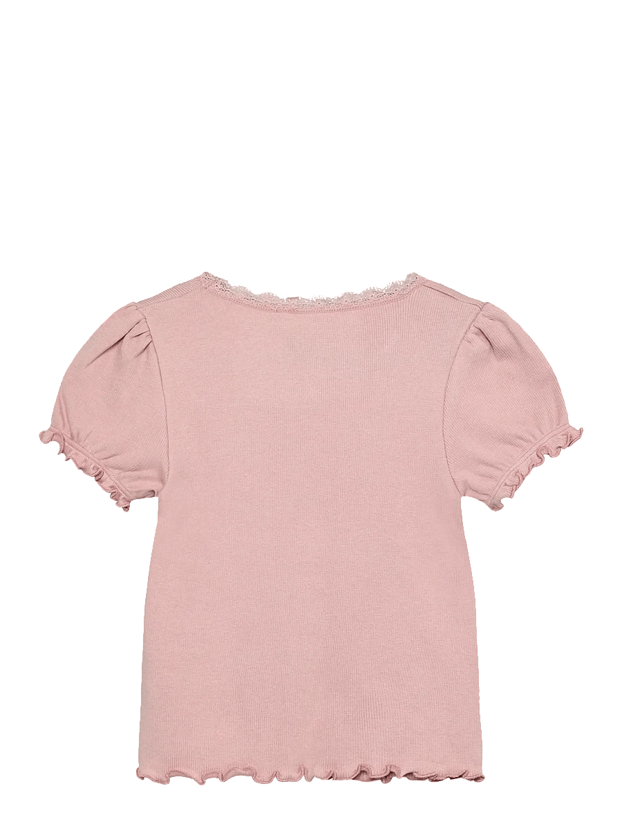 Huttelihut - T-shirt SS Rib - kortärmade t-shirts - pale mauve - 1