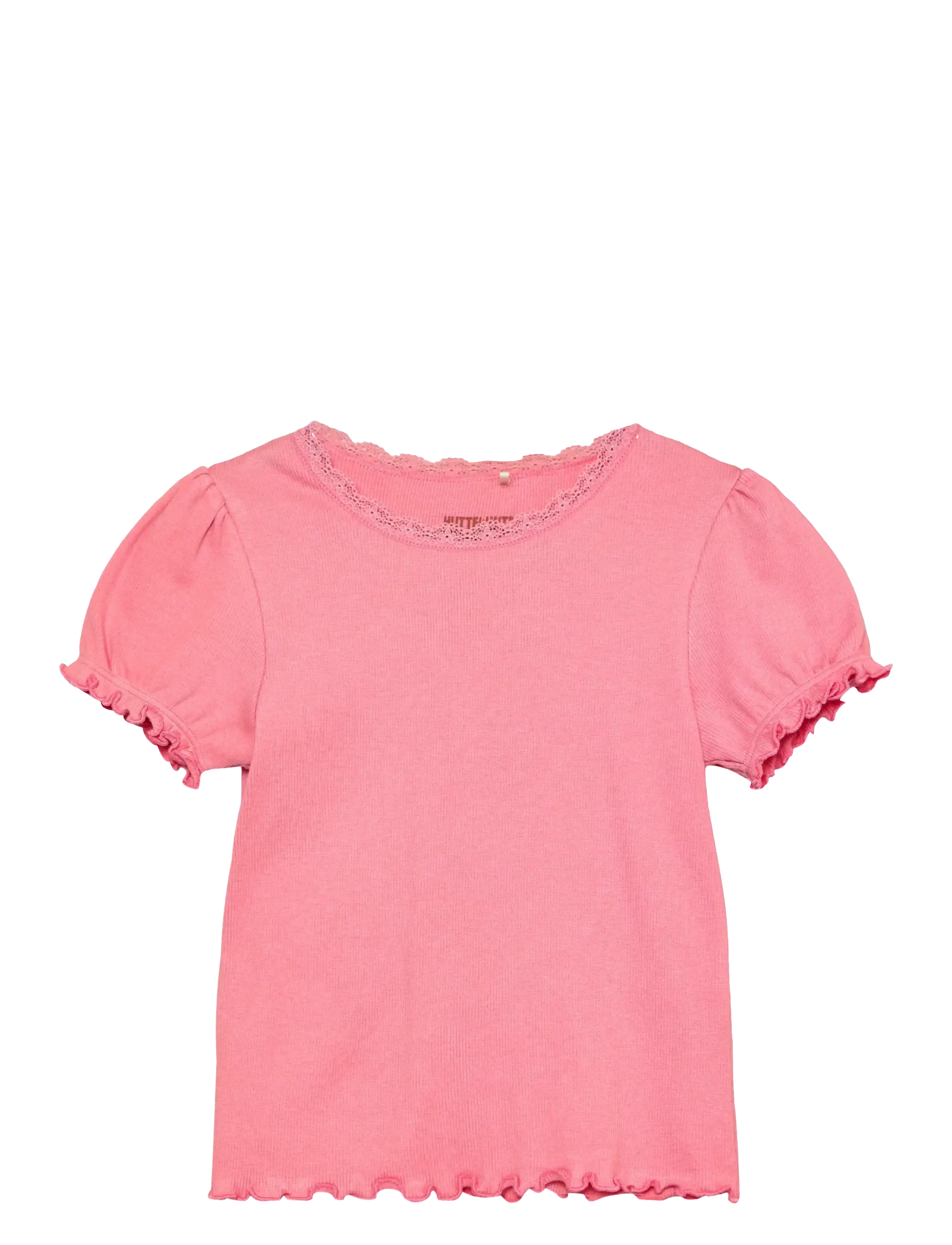 Huttelihut T-shirt SS Rib - Oberteile - PLUMERIA / pink/rose