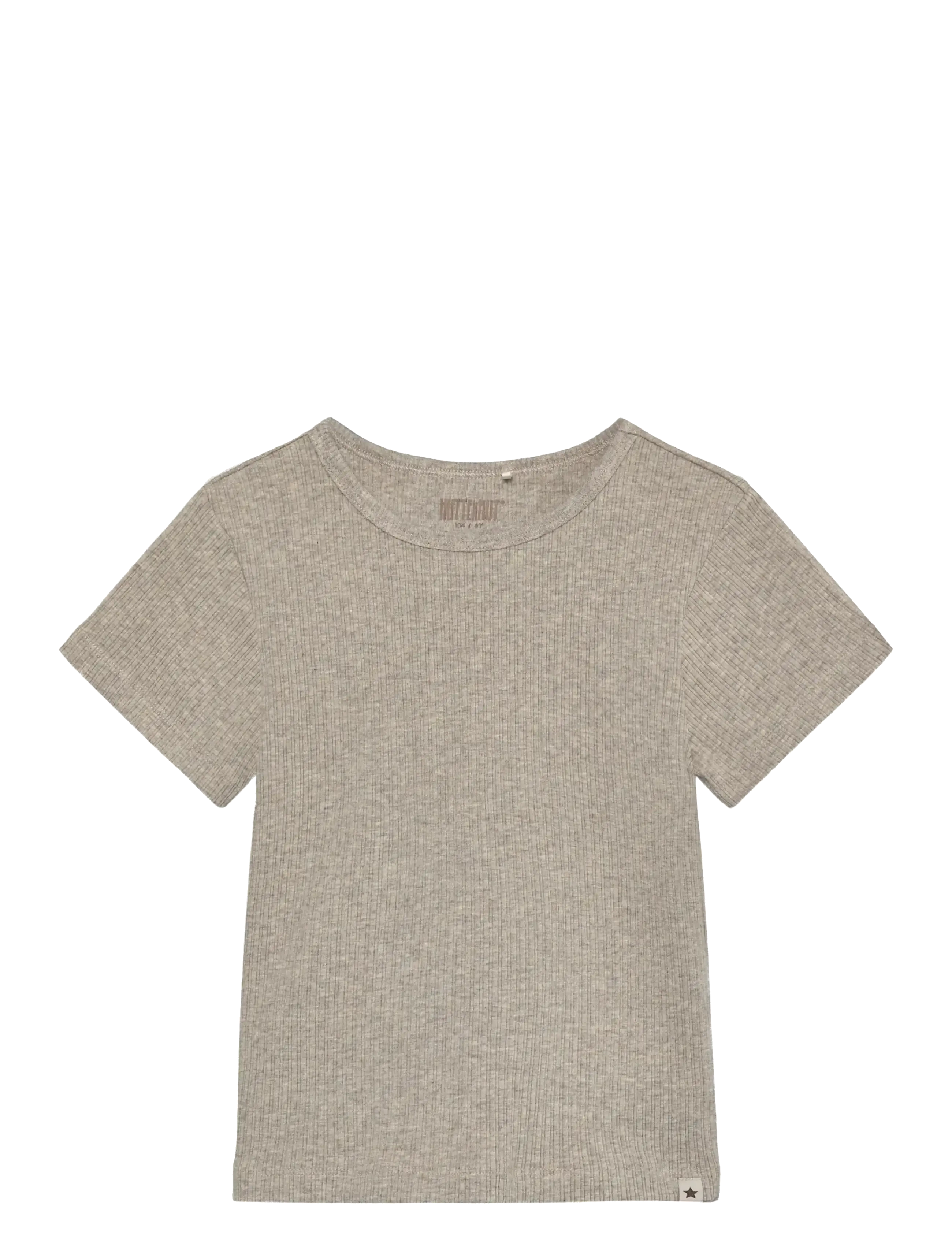 Huttelihut T-shirt SS Rib - Tøj - WHITE PEPPER MELANGE / brown