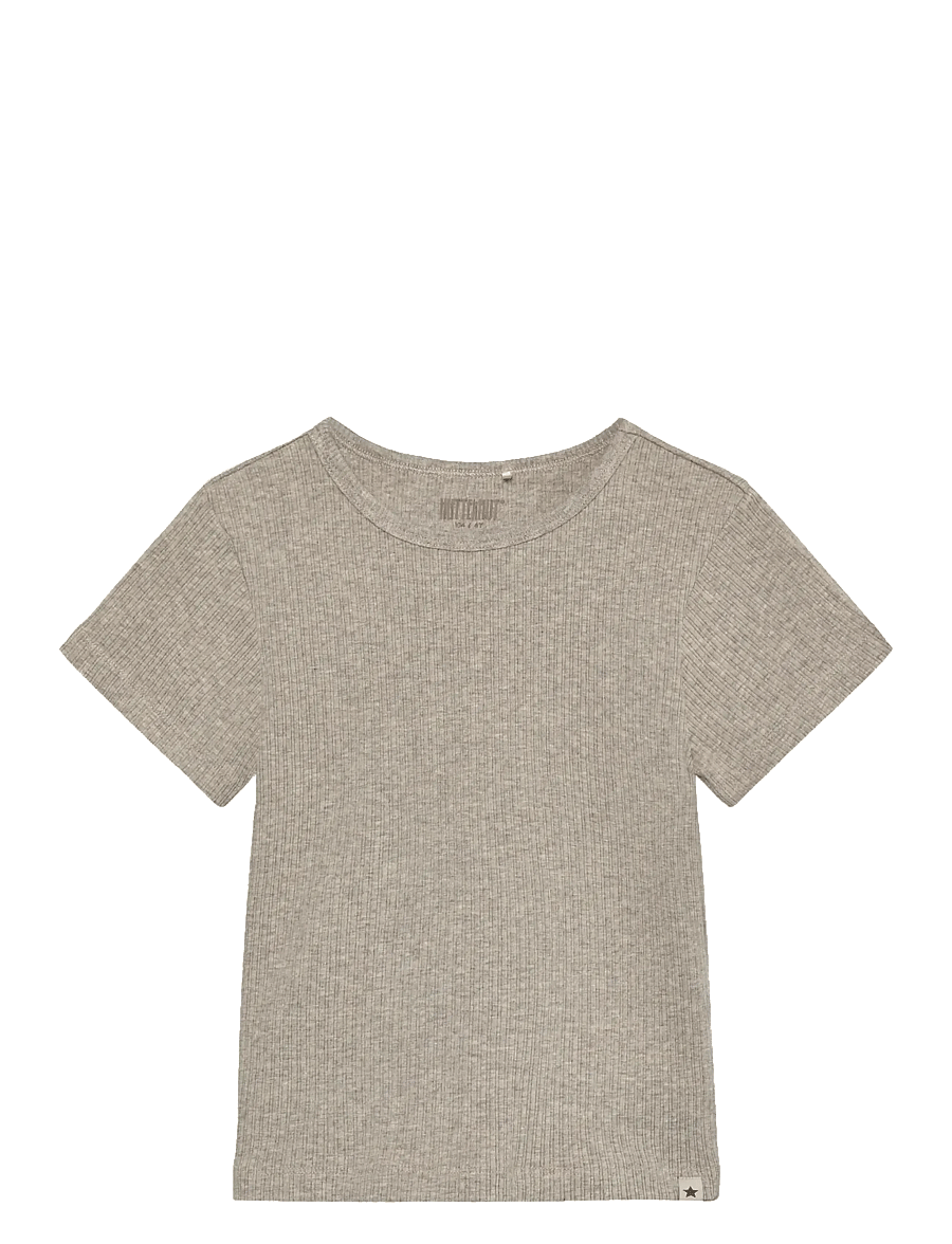 Huttelihut - T-shirt SS Rib - kortärmade t-shirts - white pepper melange - 0