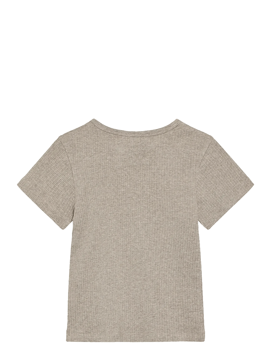 Huttelihut - T-shirt SS Rib - kortärmade t-shirts - white pepper melange - 1