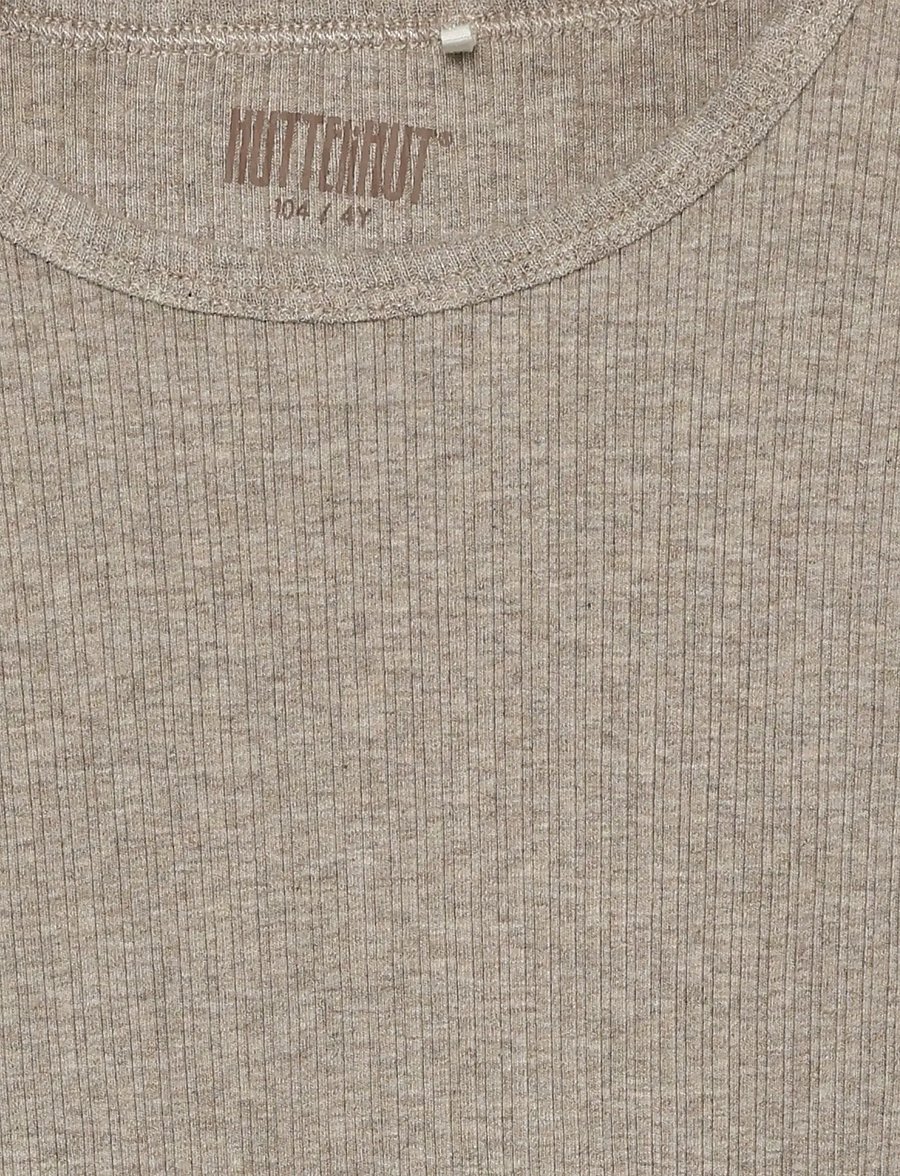 Huttelihut - T-shirt SS Rib - kortärmade t-shirts - white pepper melange - 2