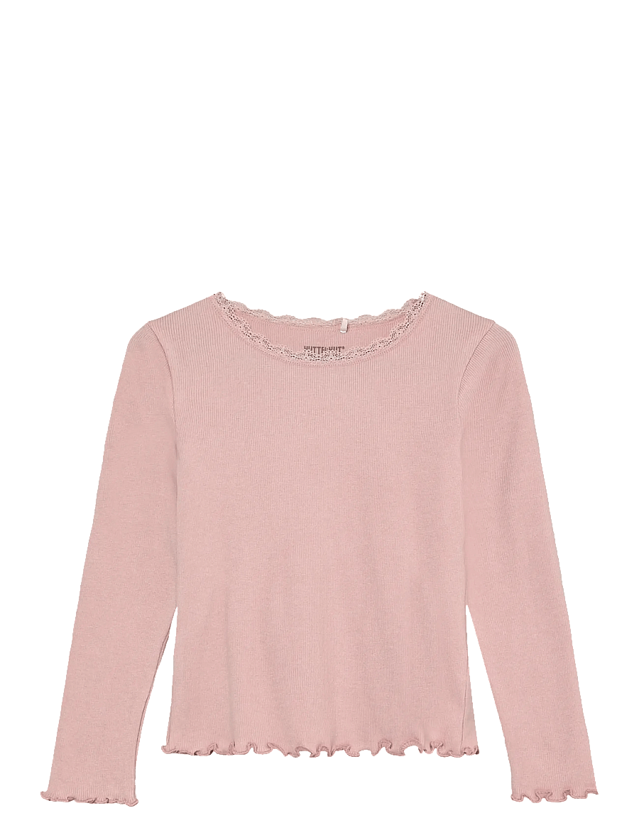 Huttelihut - T-shirt LS Rib - blusar & tunikor - pale mauve - 0