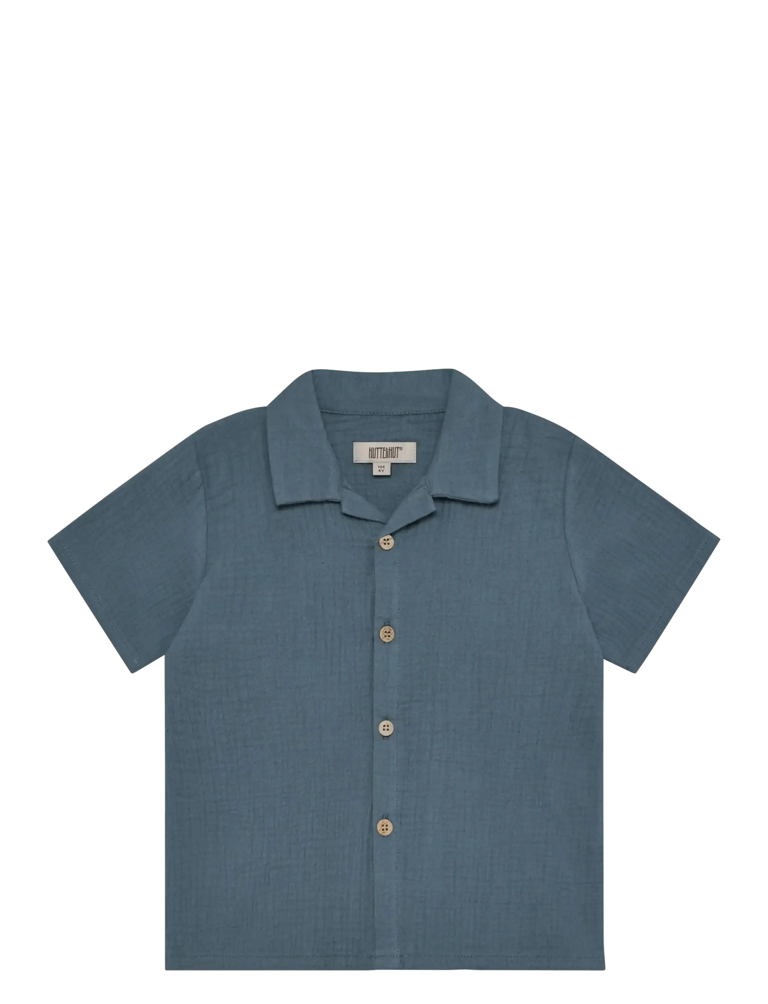 Huttelihut Shirt Ss Muslin, Børn, Musselin Camp Collar Skjorte, Blå, Str: 104