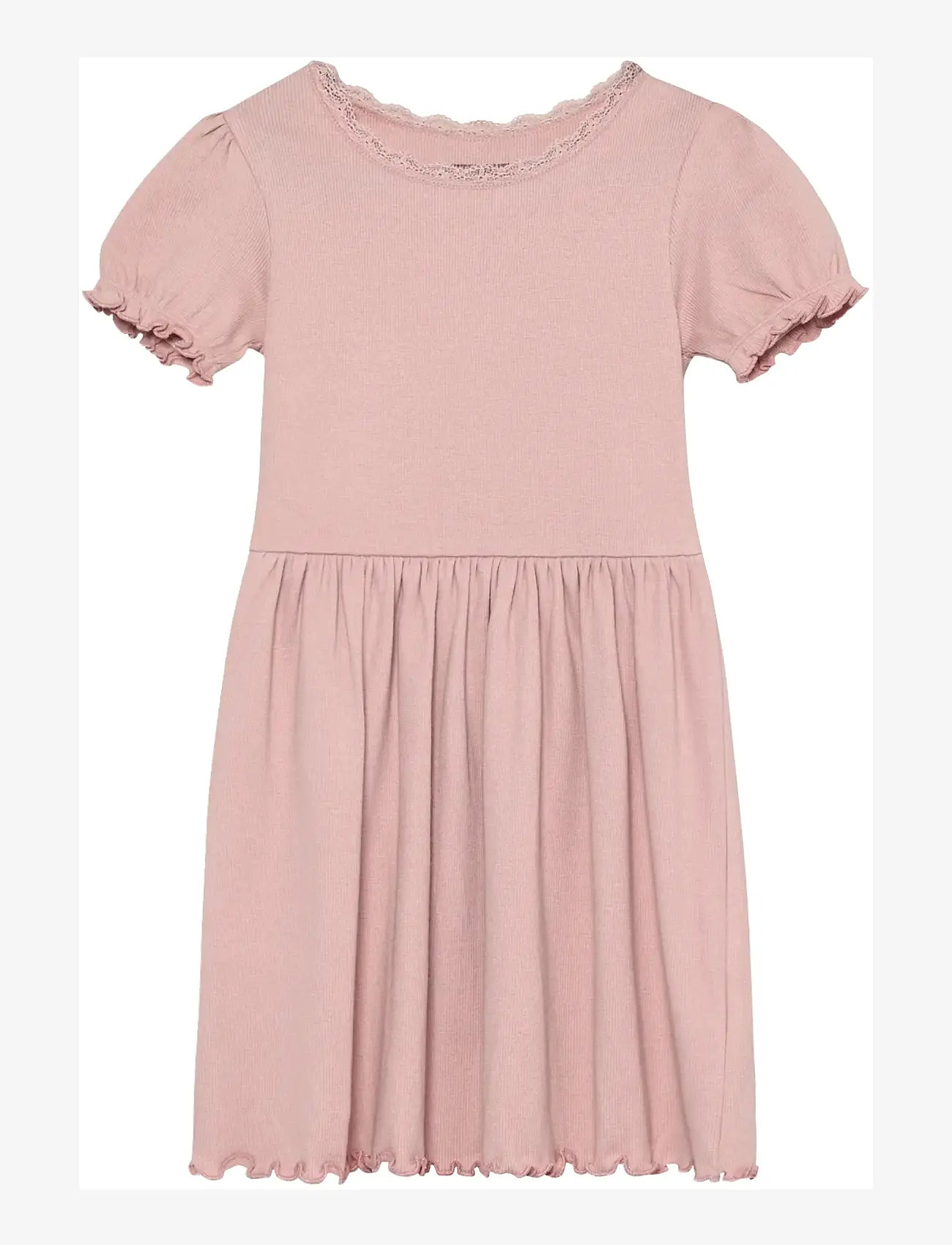 Huttelihut - Dress SS Rib - kurzärmelige freizeitkleider - pale mauve - 0