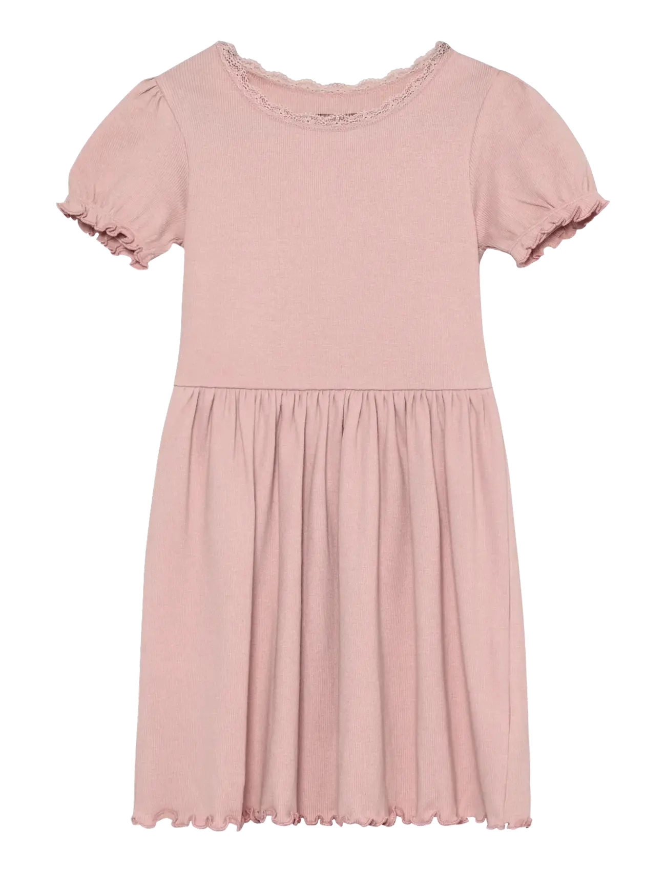 Huttelihut Dress SS Rib - Kläder - PALE MAUVE / pink/rose