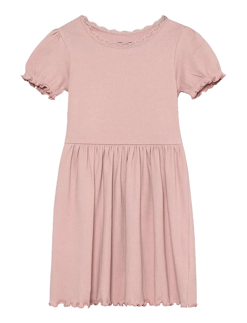 Huttelihut - Dress SS Rib - kurzärmelige freizeitkleider - pale mauve - 0