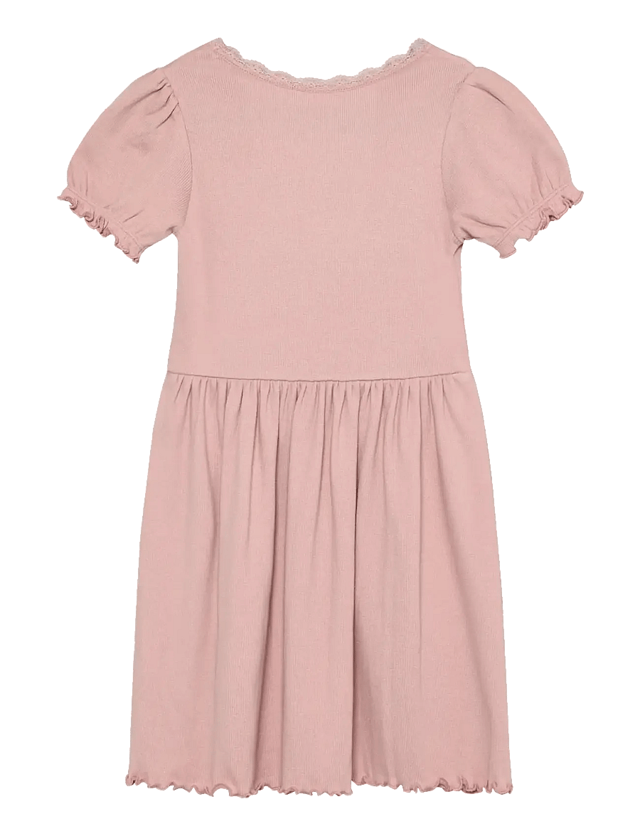 Huttelihut - Dress SS Rib - kurzärmelige babykleider - pale mauve - 1