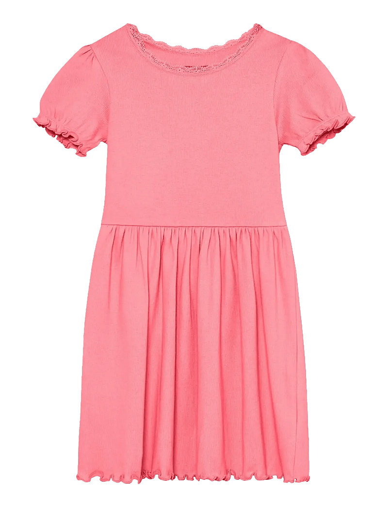 Huttelihut - Dress SS Rib - kurzärmelige freizeitkleider - plumeria - 0