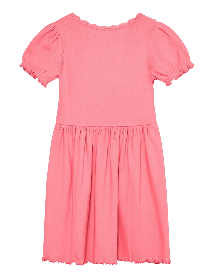 Huttelihut - Dress SS Rib - lühikeste varrukatega beebi kleidid - plumeria - 1