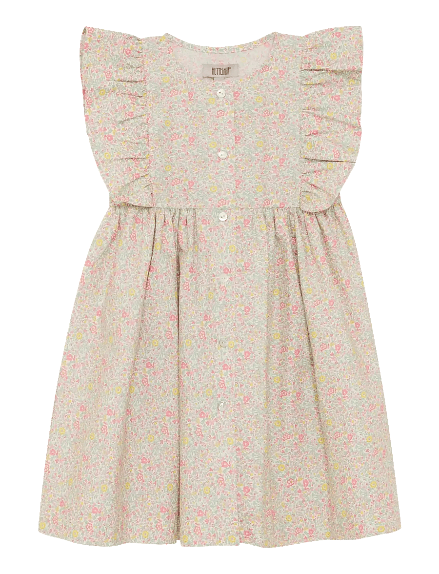 Huttelihut - Dress SS in Liberty Fabric - kurzärmelige freizeitkleider - double cream - 1