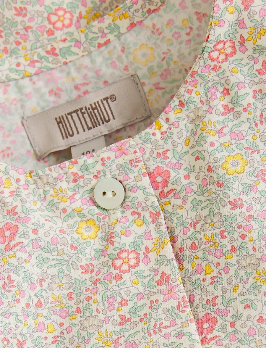 Huttelihut - Dress SS in Liberty Fabric - kurzärmelige freizeitkleider - double cream - 4