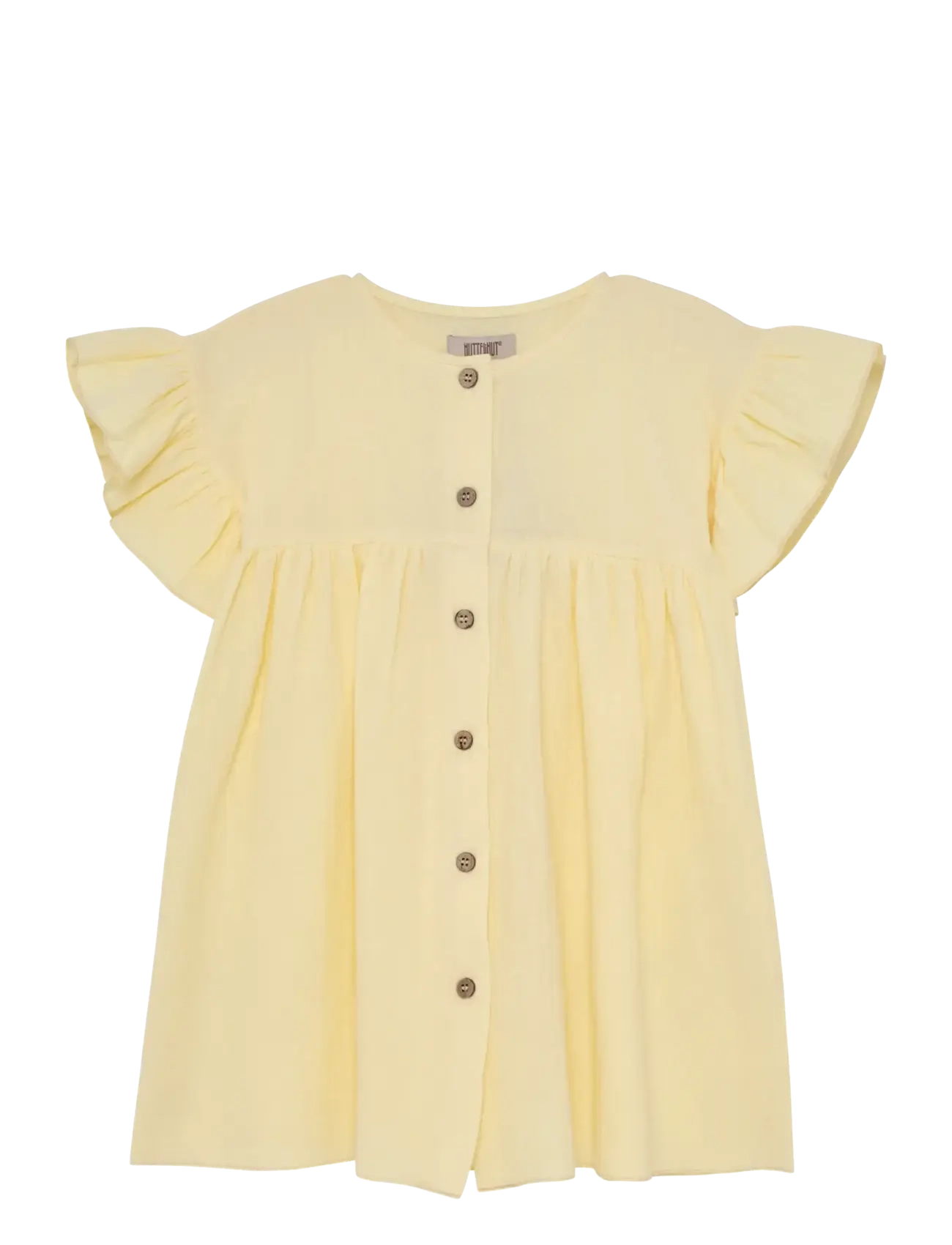 Huttelihut Dress Ss Muslin, 122, Casual Dresses, Gelb - Short-sleeved Kinder